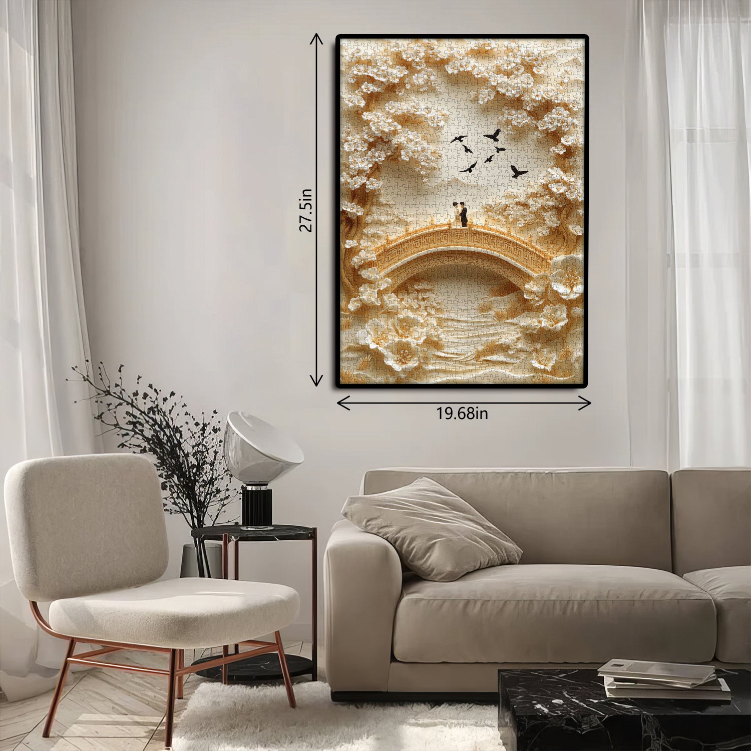 Golden Lovers Bridge Jigsaw Puzzle 1000 Pieces