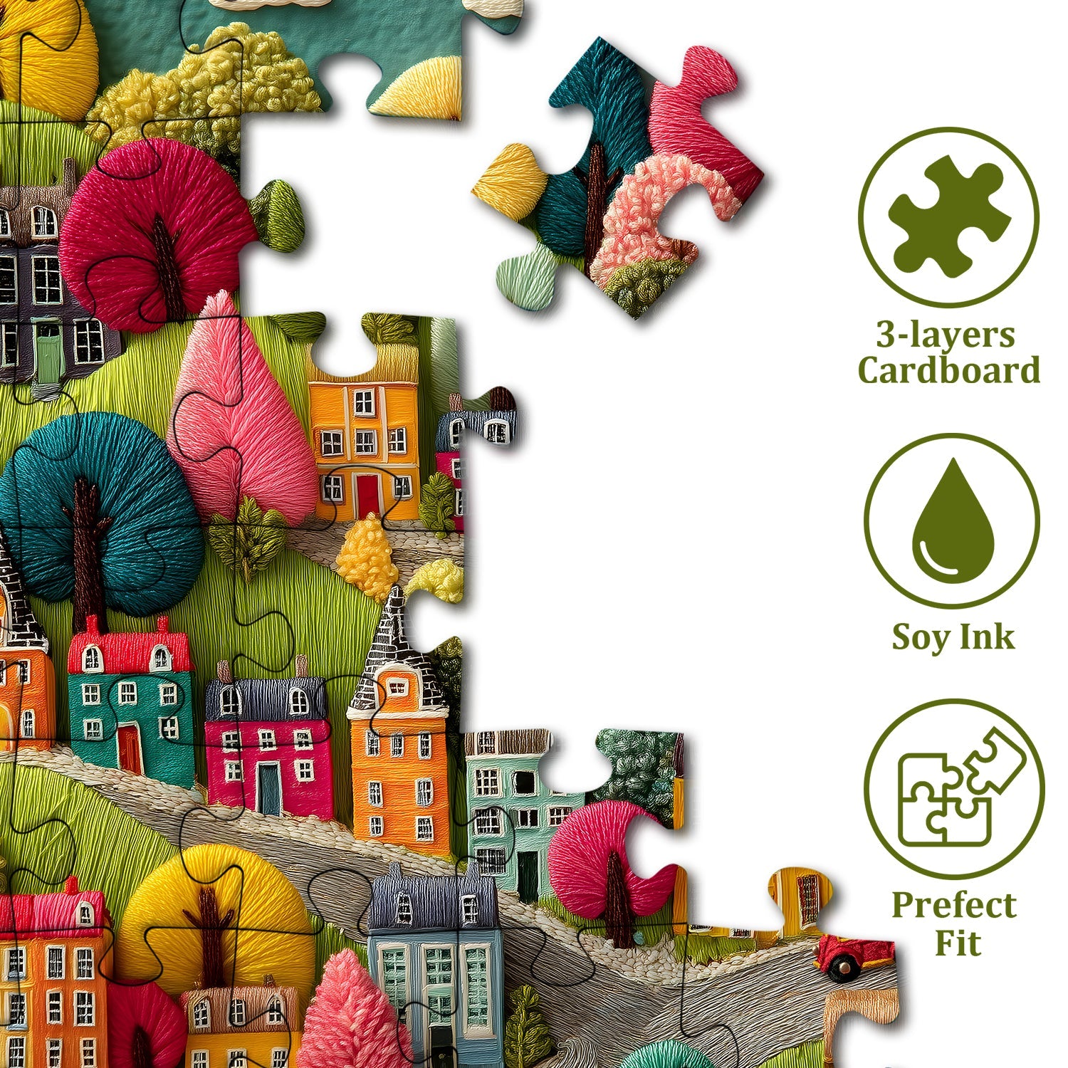 Puzzle 1000 Pièces Embroidery Town