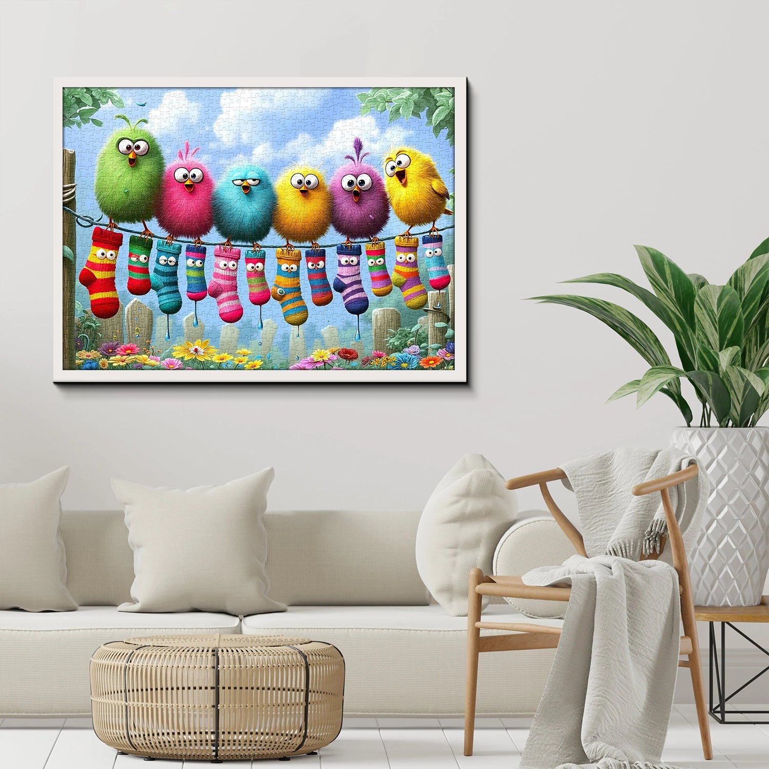 Cute Birds Laundry Day Jigsaw Puzzle 1000 Piece