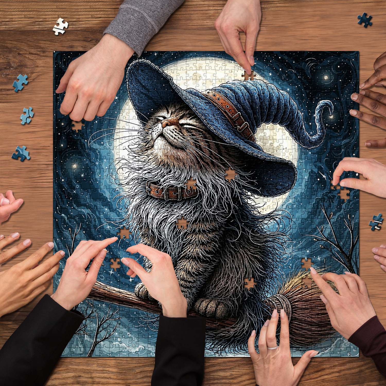 Moonlit Witch Cat  Jigsaw Puzzle 1000 Piece