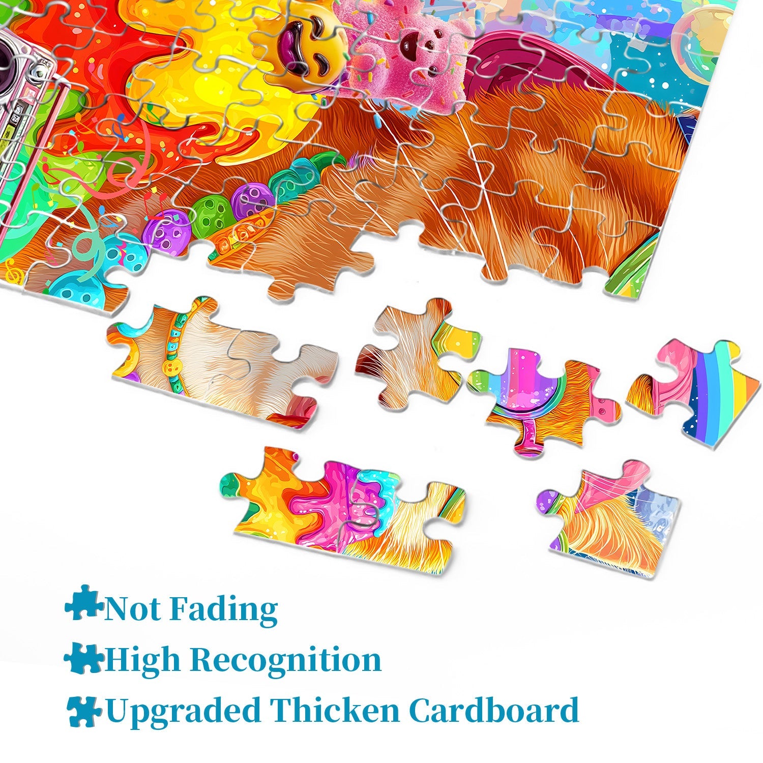 Rainbow Cool Cat Party Jigsaw Puzzle 1000 Pieces