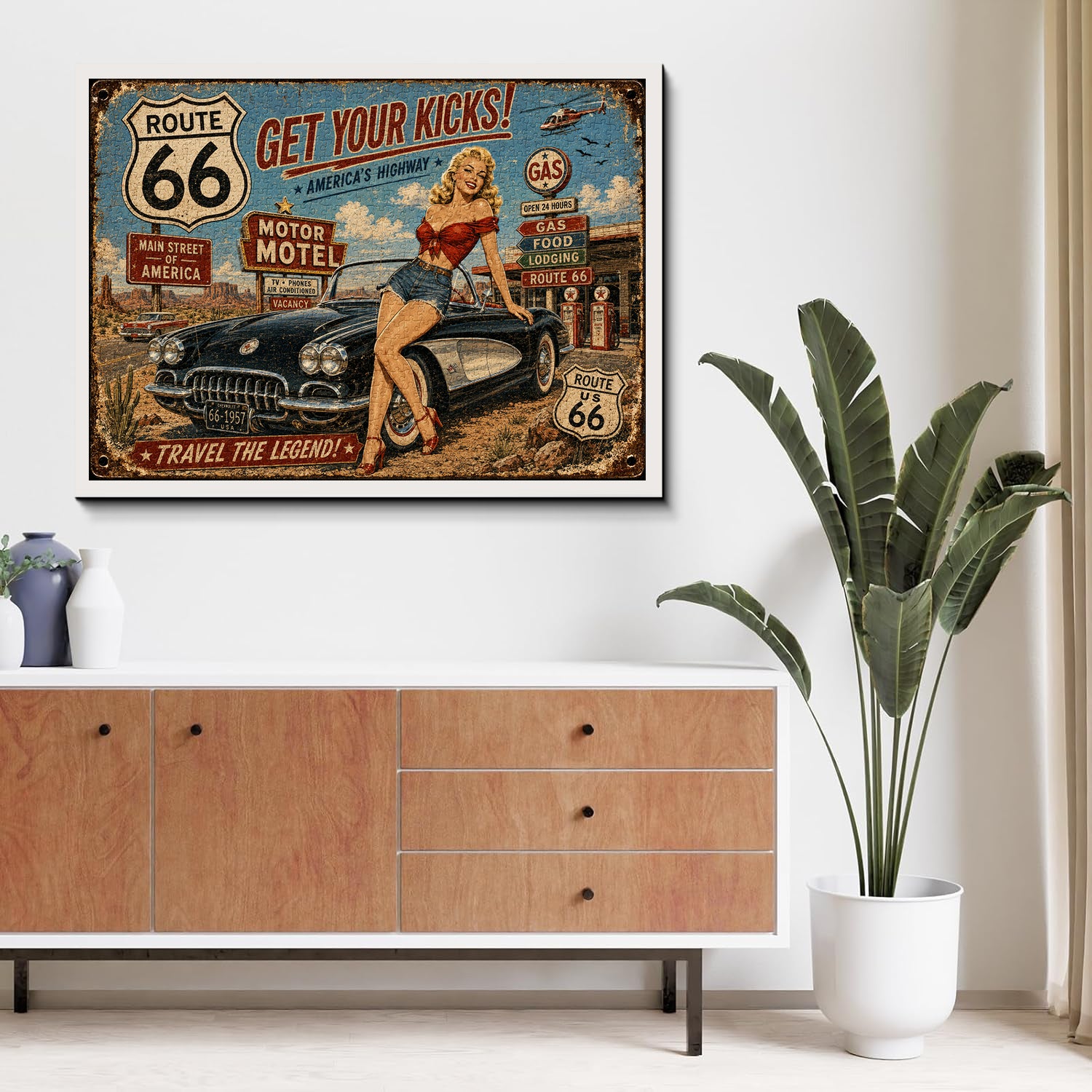 Route 66 Pin-Up Girl Jigsaw Puzzle 1000 Pieces