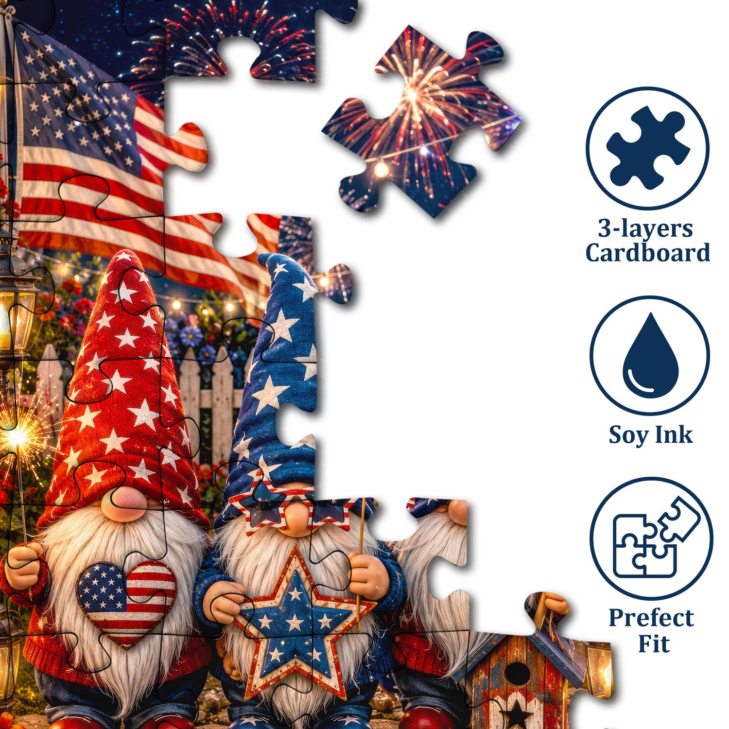 Firework Gnome Celebration Jigsaw Puzzle 1000 Piece