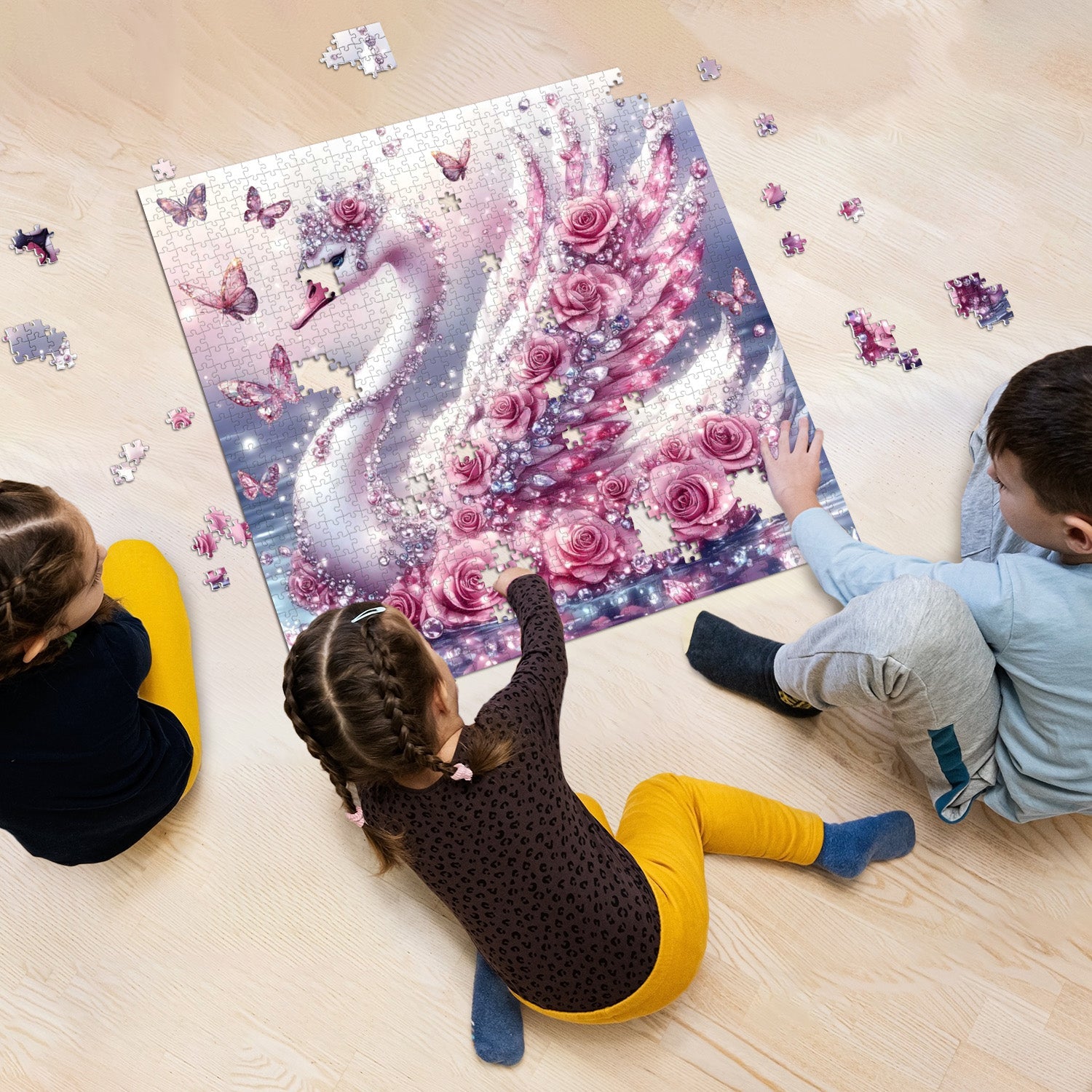 Diamond Rose Swan Jigsaw Puzzle 1000 Pieces