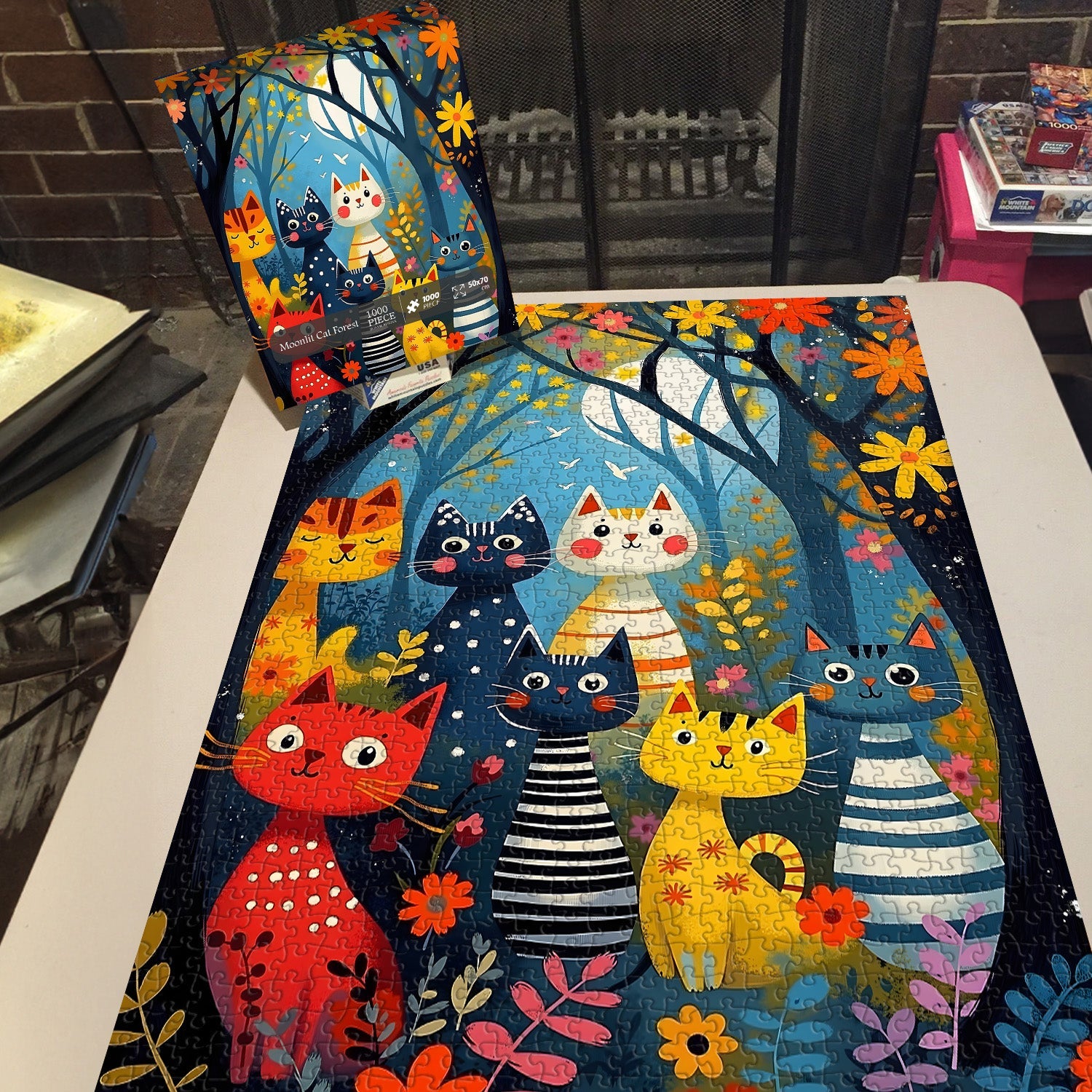 Moonlit Cat Forest Jigsaw Puzzle 1000 Pieces