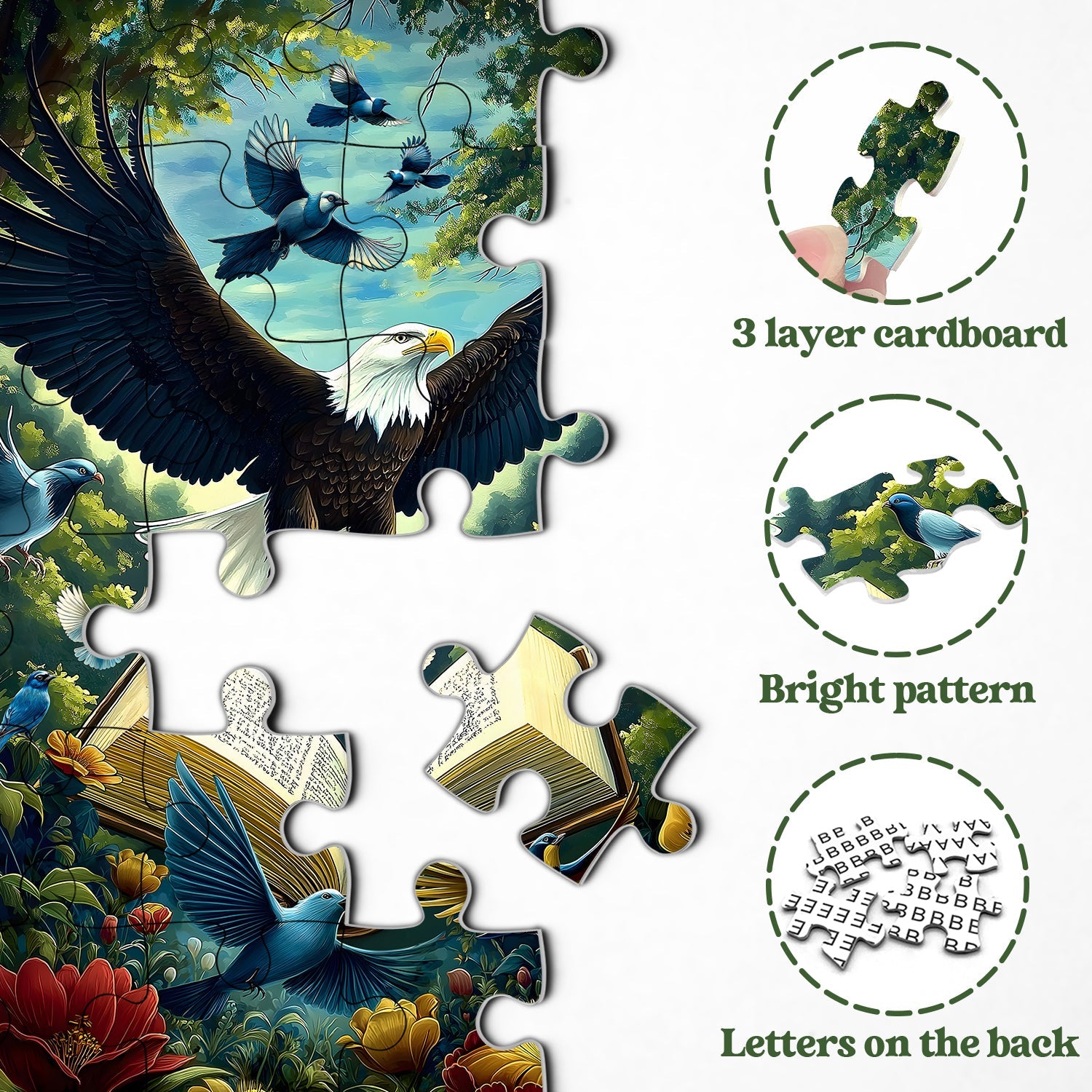 ``Eagle Plumes Pages Puzzle de 1000 pièces``