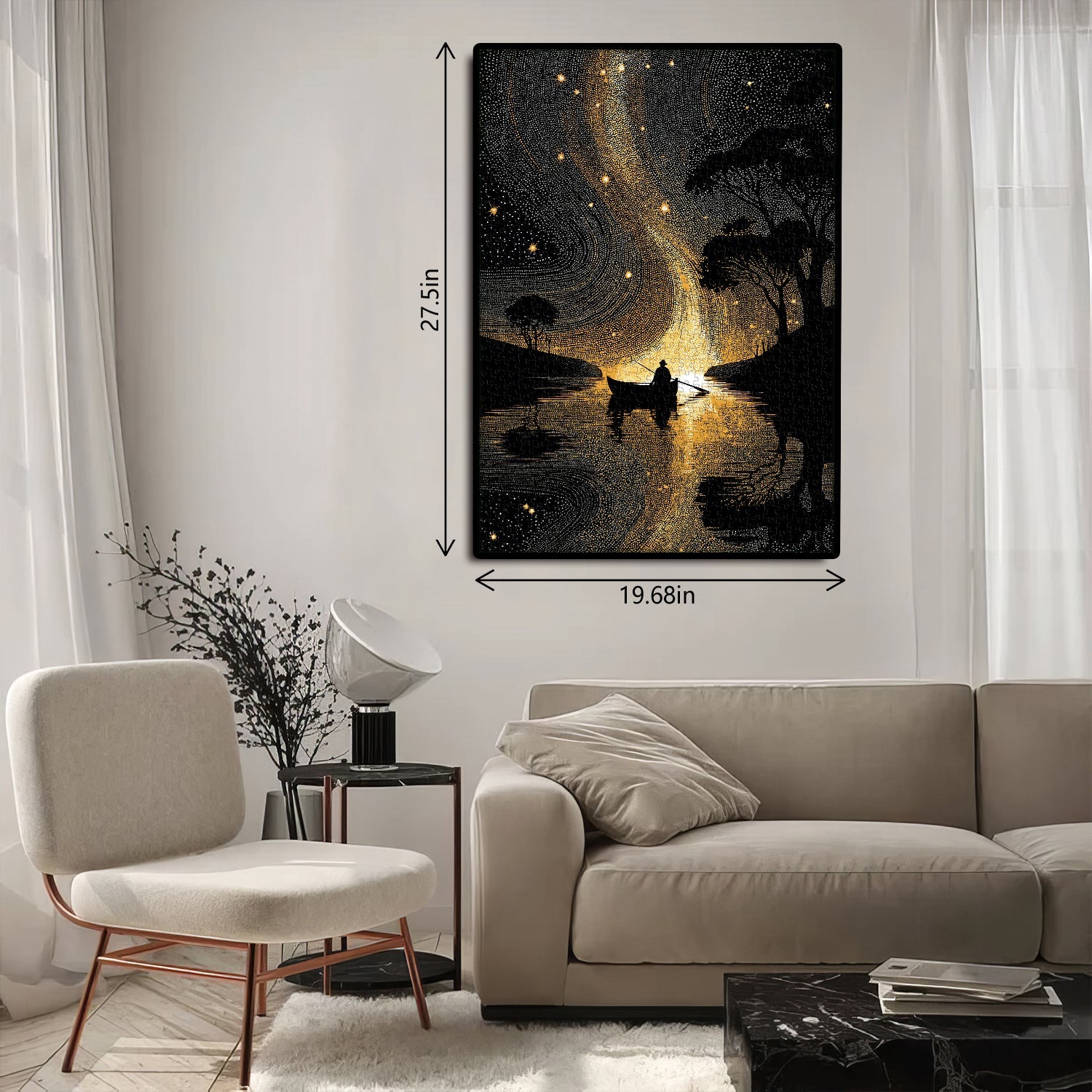 Puzzle de 1000 pièces « Nuit au bord de l'eau étoilée »