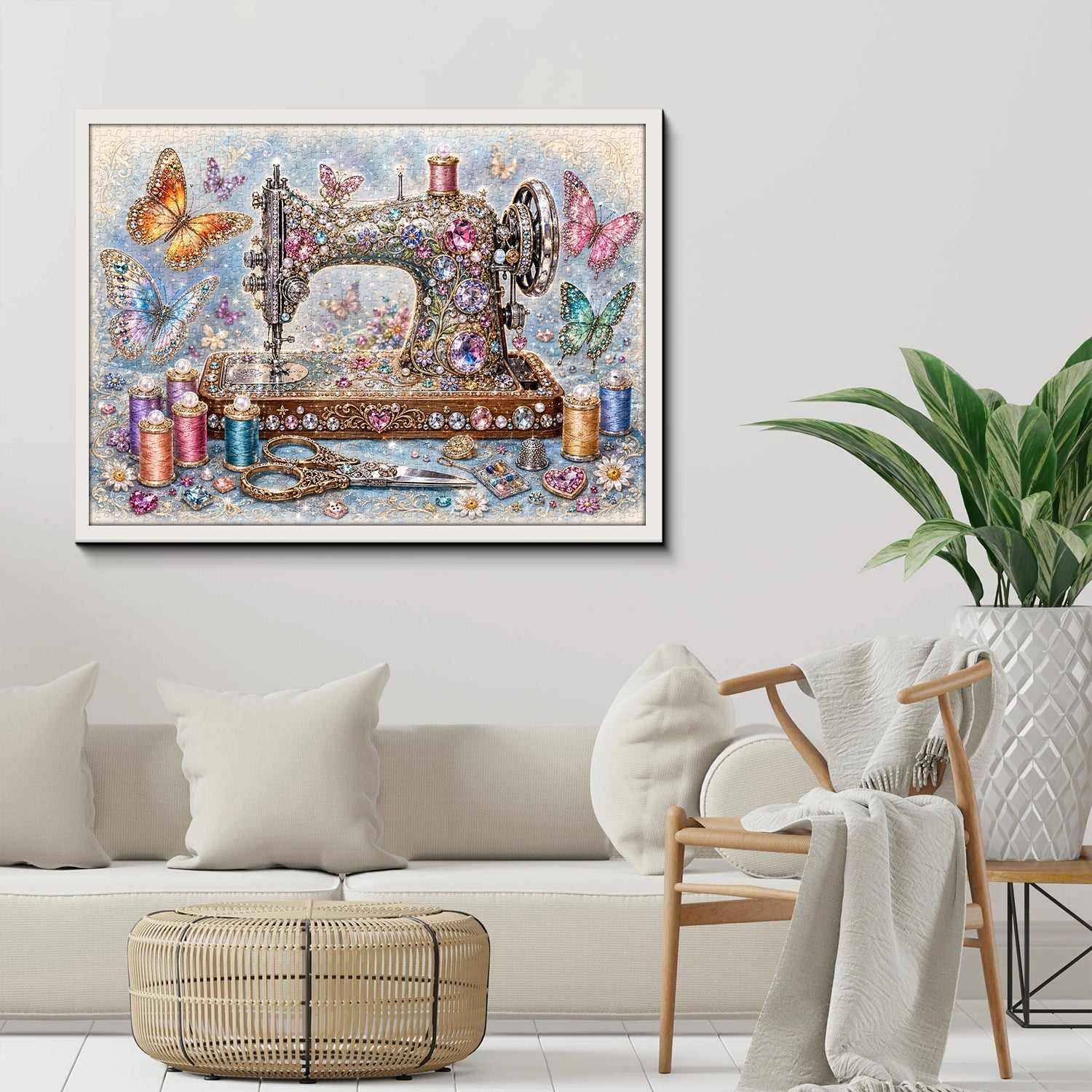 Jewel-Encrusted Sewing Reverie Jigsaw Puzzle 1000 Piece