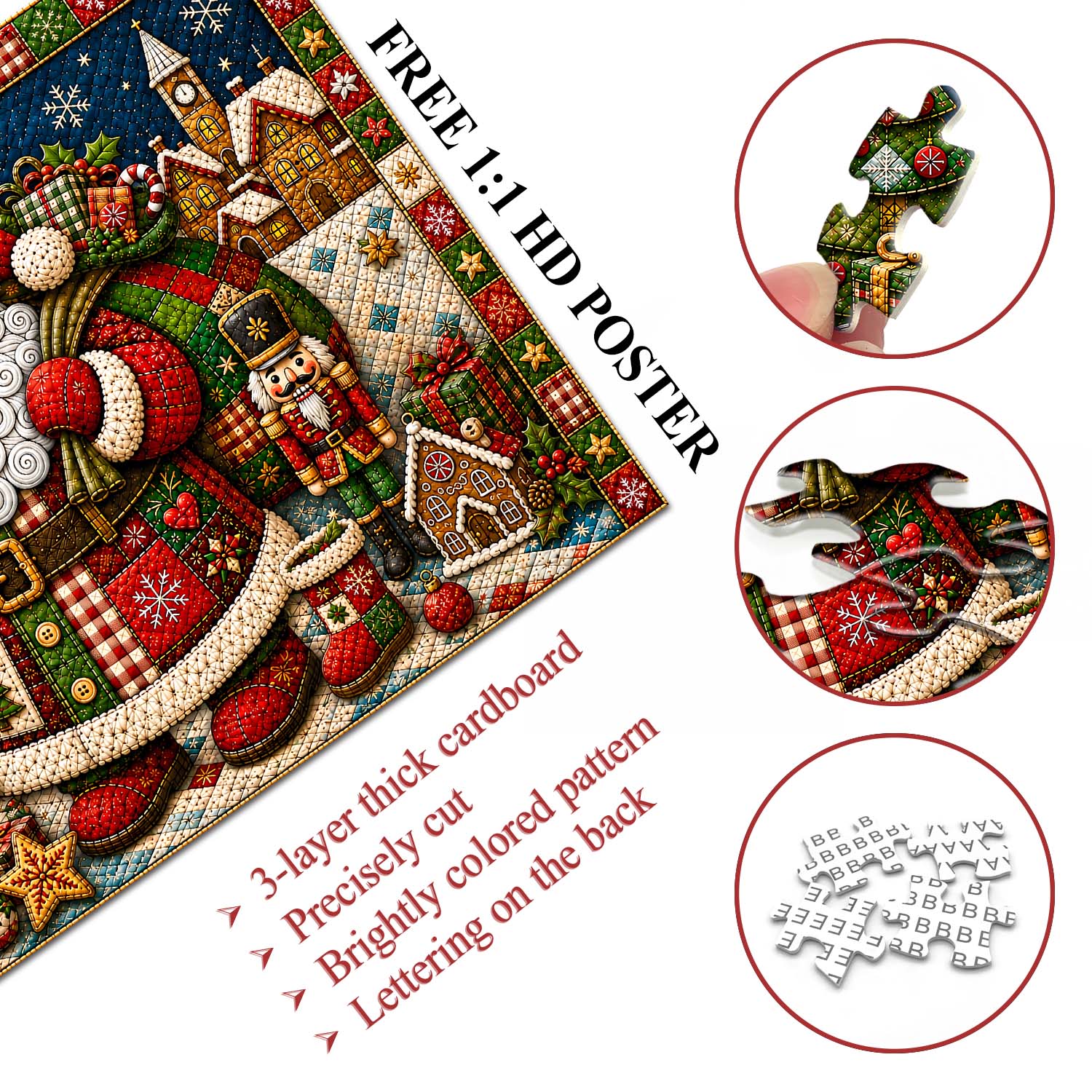 Quilted Christmas Joy Jigsaw Puzzle 1000 Pieces