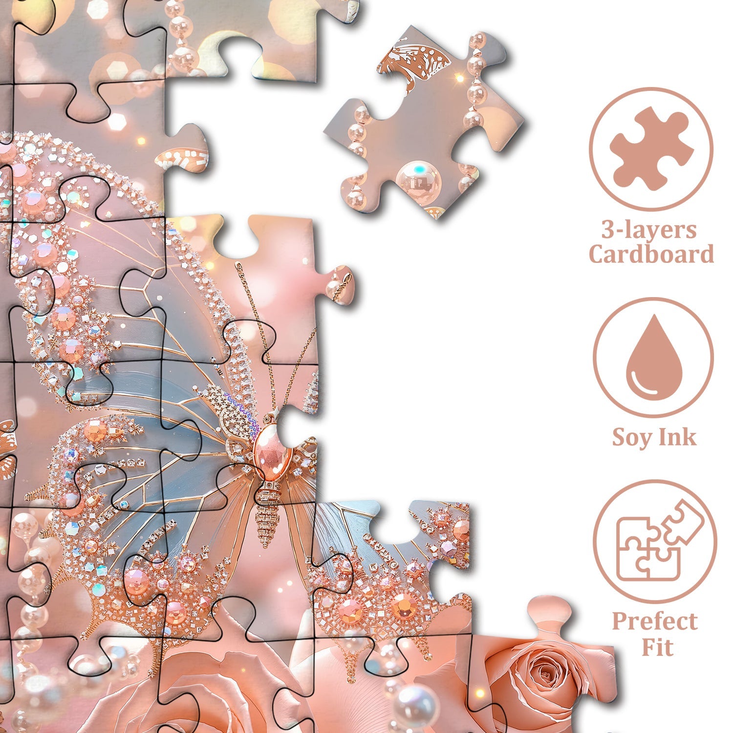 Peach Jewel Butterfly Jigsaw Puzzle 1000 Pieces