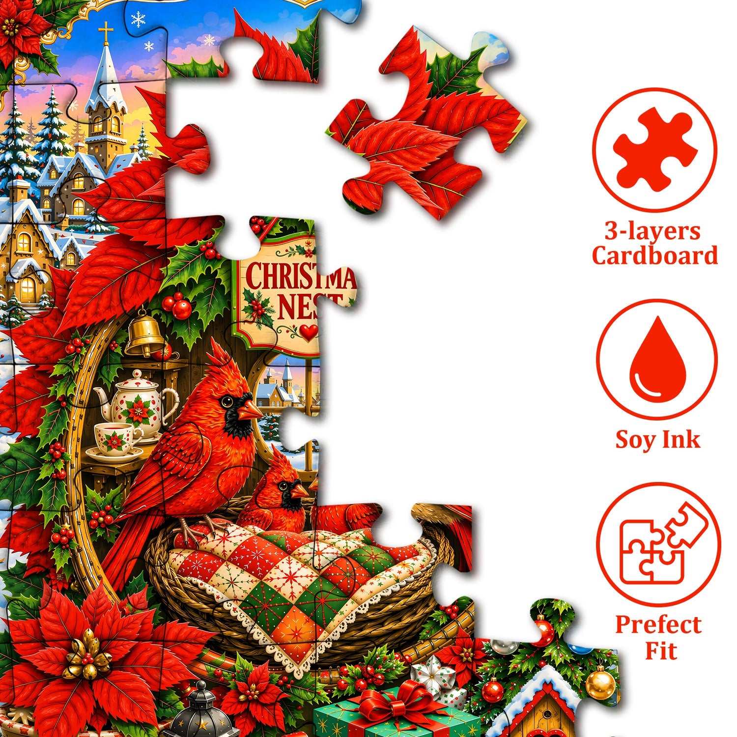 Christmas Cardinals Jigsaw Puzzle 1000 Pieces