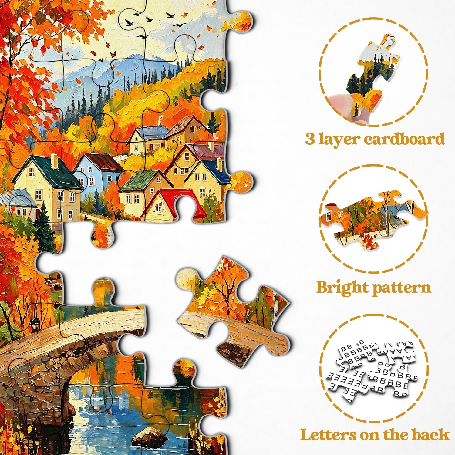Fall Village Jigsaw Puzzle 1000 Pieces