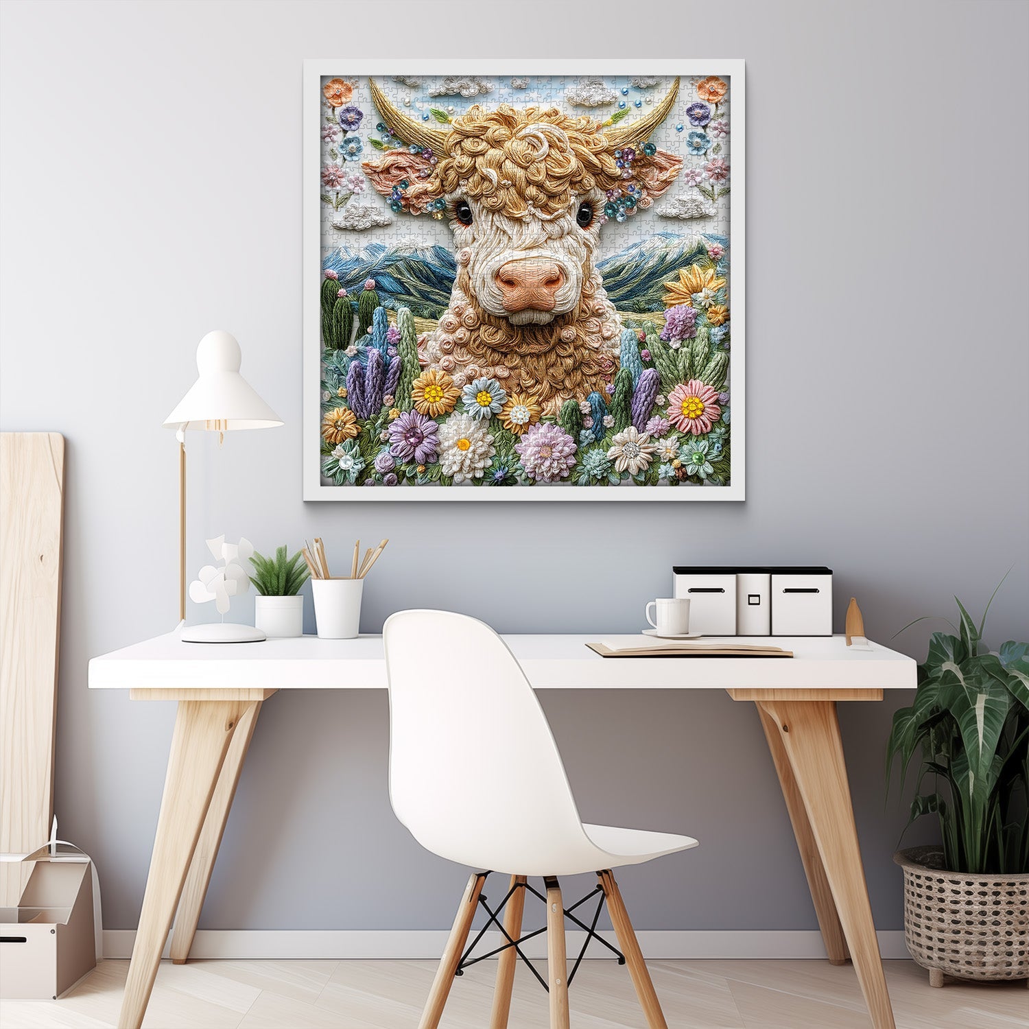 Embroidered Cattle Jigsaw Puzzle 1000 Pieces