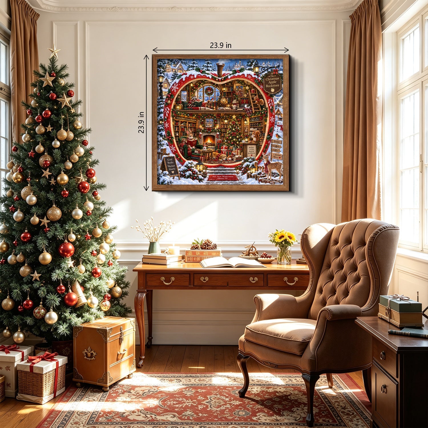 Christmas Apple Bookstore Jigsaw Puzzle 1000 Pieces