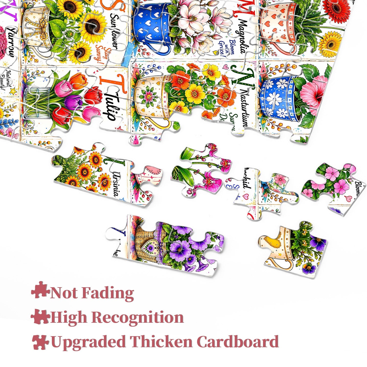 Flower Alphabet Jigsaw Puzzle 1000 Pieces