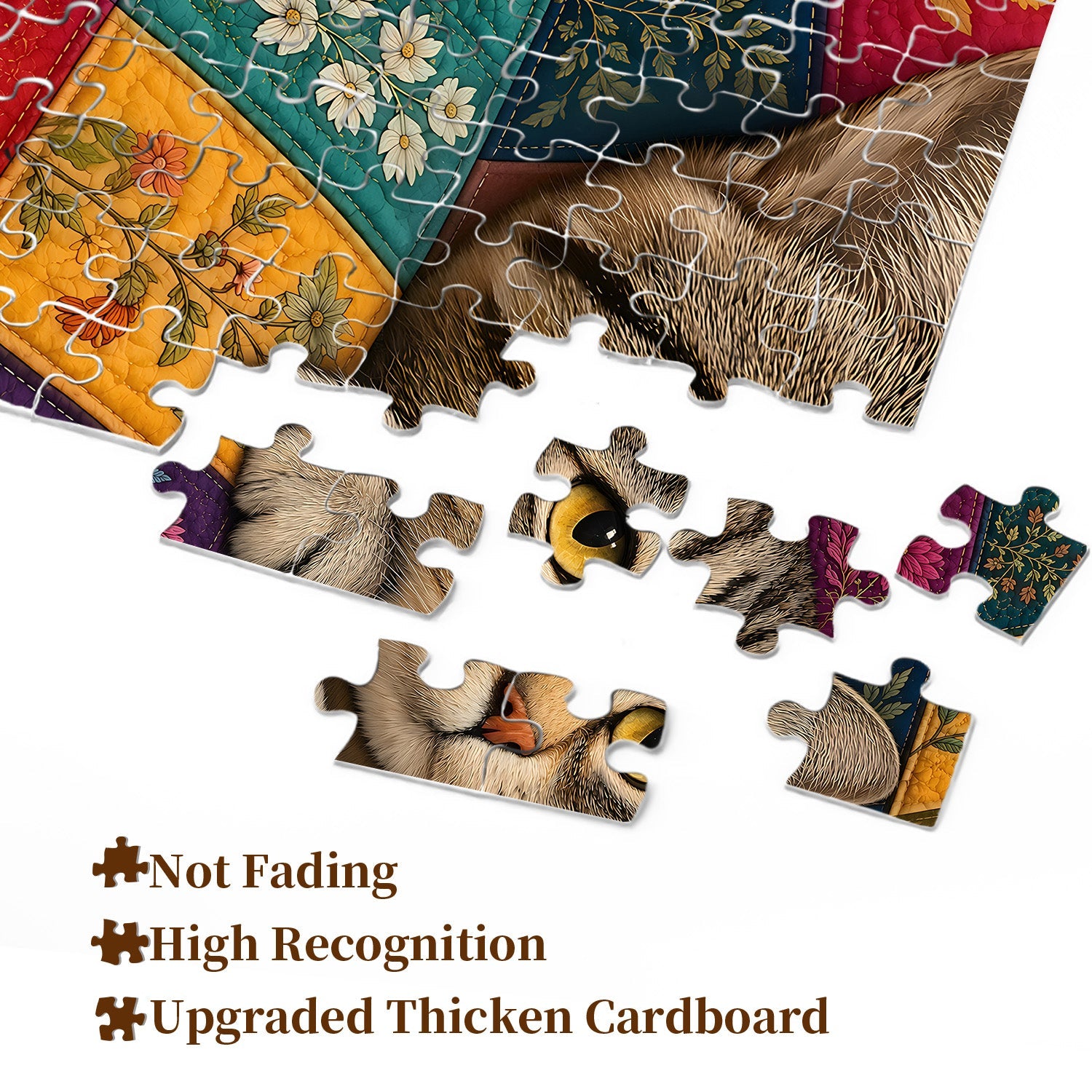 Floral Quilt Cat  Jigsaw Puzzle 1000 Pieces
