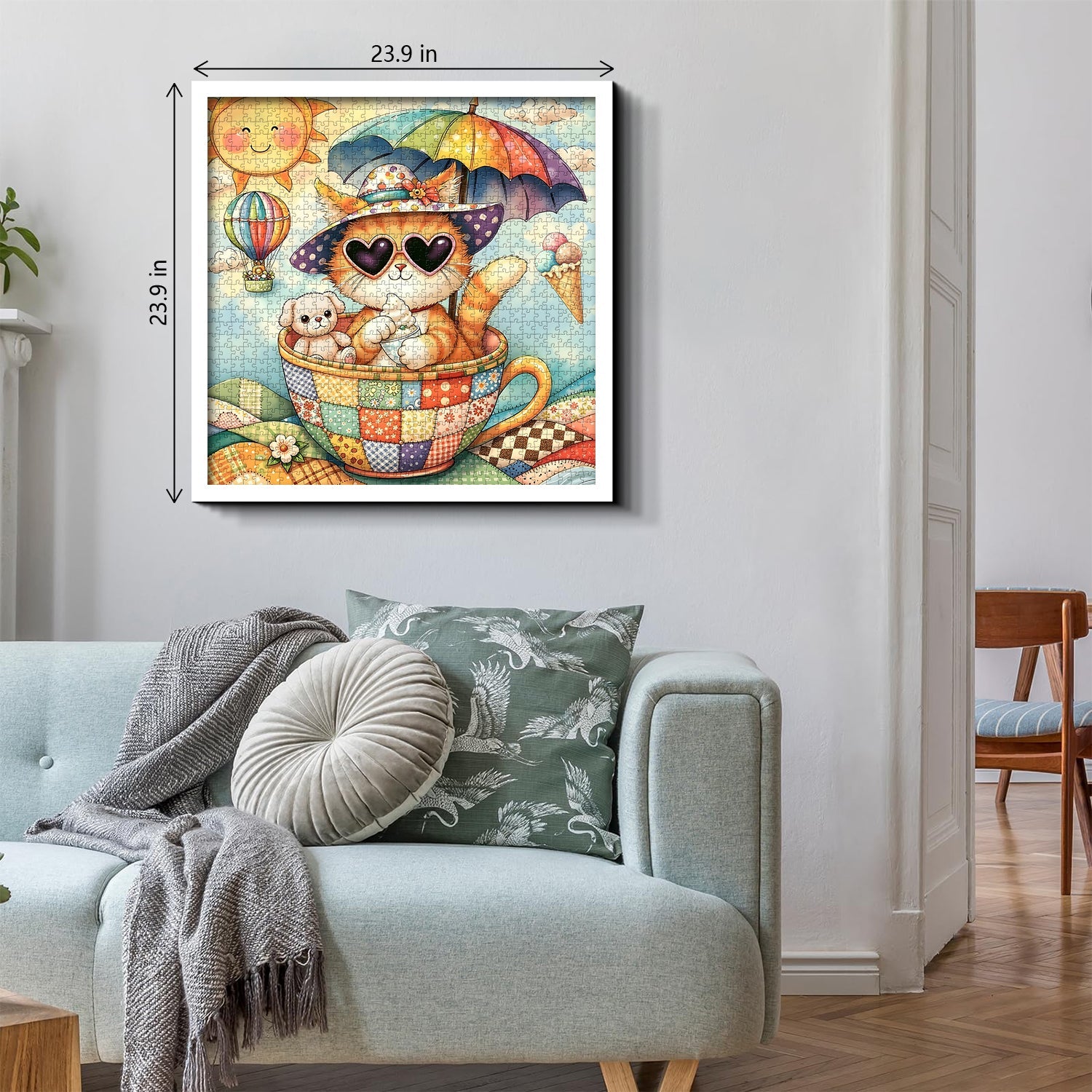 Cute Cat in Teacup Jigsaw Puzzle 1000 Pieces