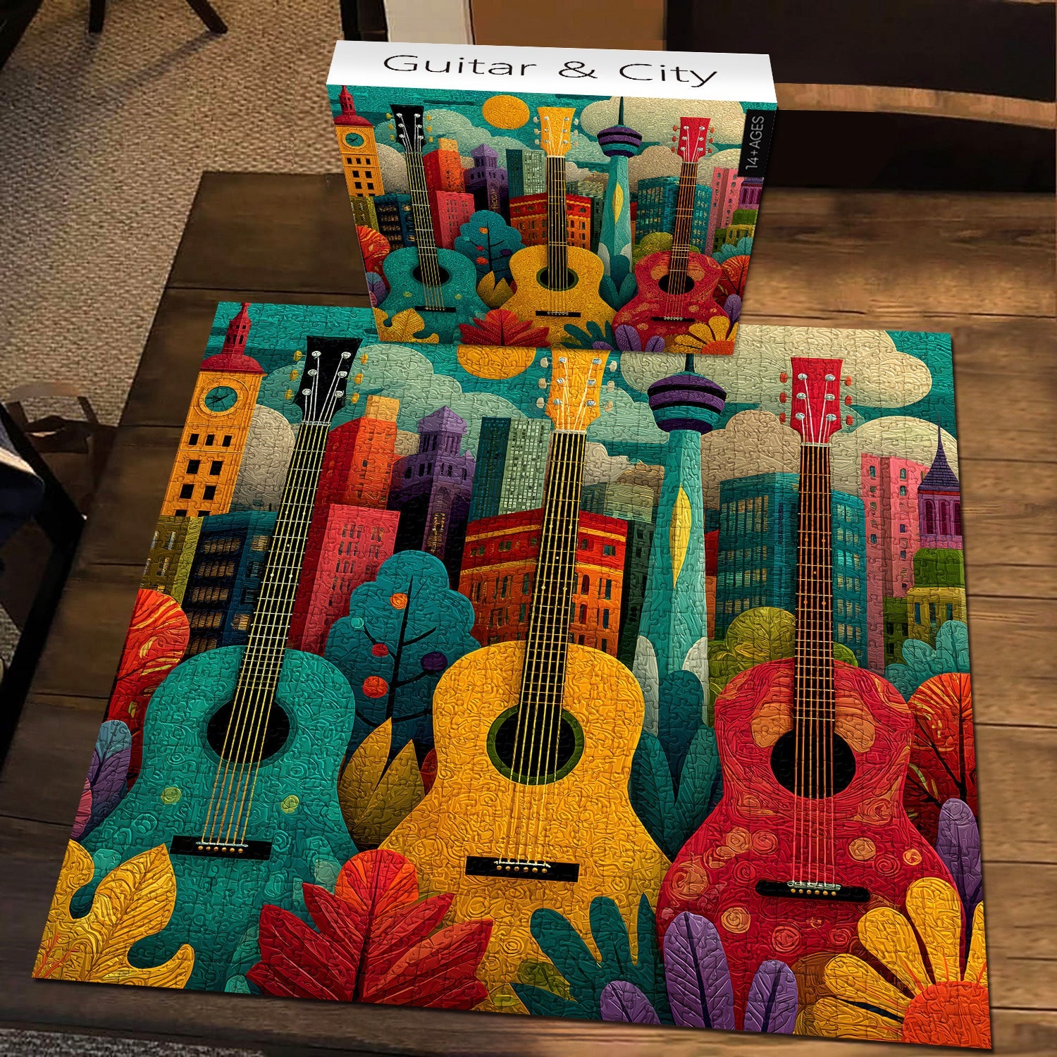 Guitar & City Jigsaw Puzzle 1000 Pieces