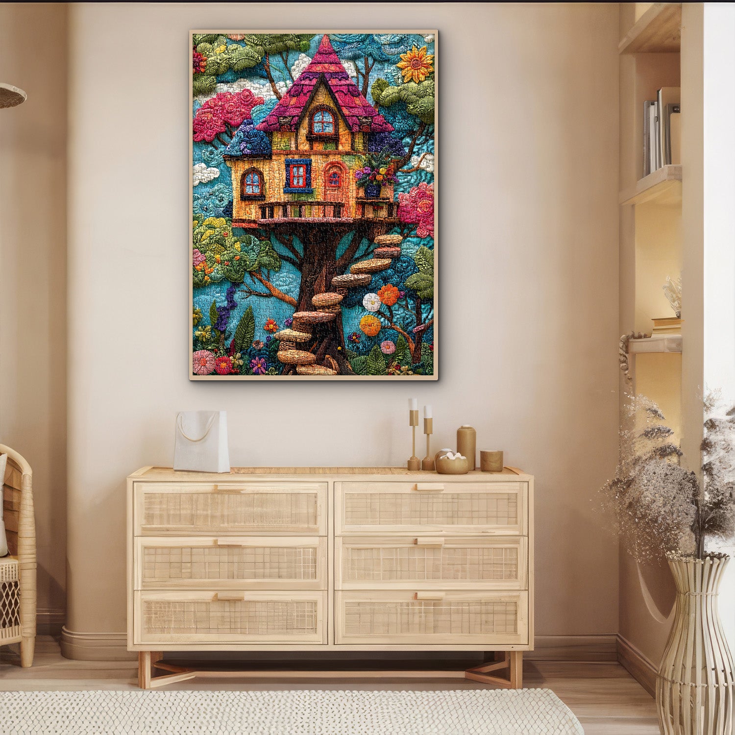 Quilted Art Treehouse Jigsaw Puzzle 1000 Pieces