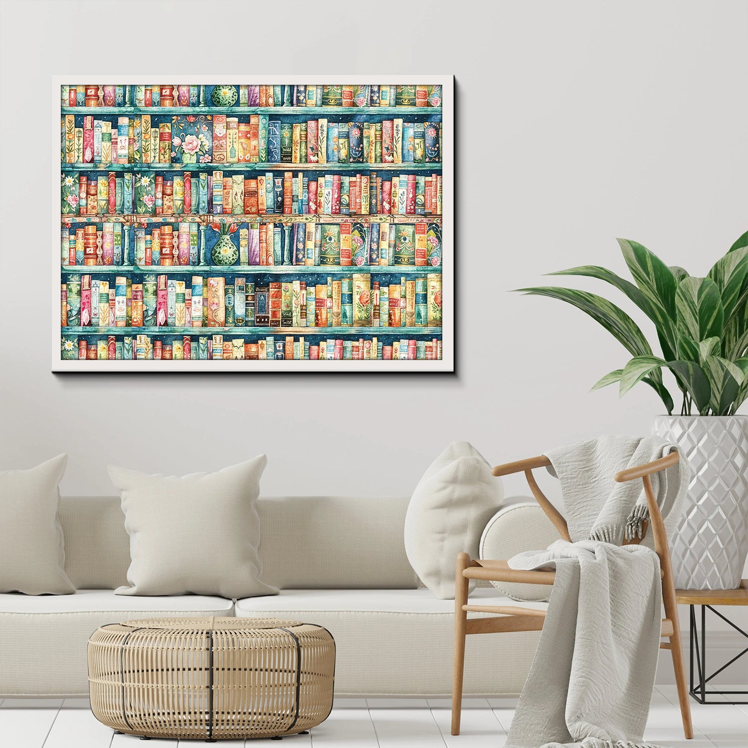 Whimsical Pastel Bookshelf Jigsaw Puzzle 1000 Pieces