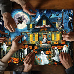 Puzzle en bois de maison hantée d'Halloween 1000 pièces