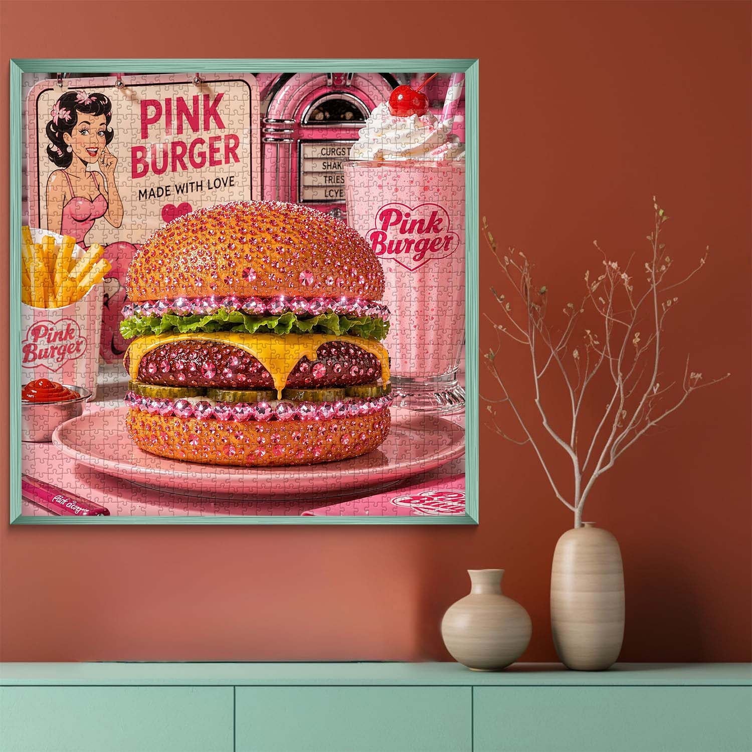 Pink Diamond Burger Jigsaw Puzzle 1000 Piece