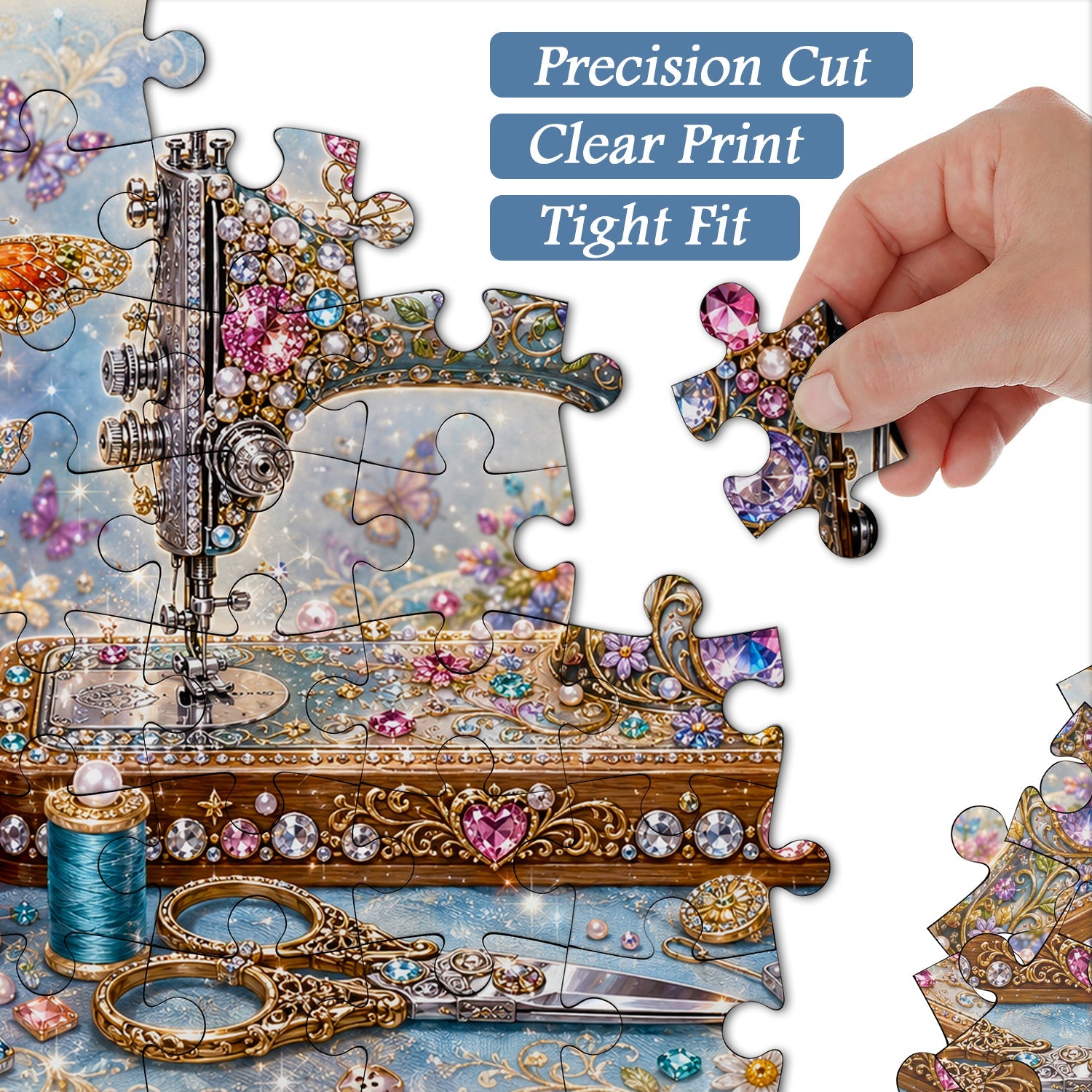 Jewel-Encrusted Sewing Reverie Jigsaw Puzzle 1000 Piece