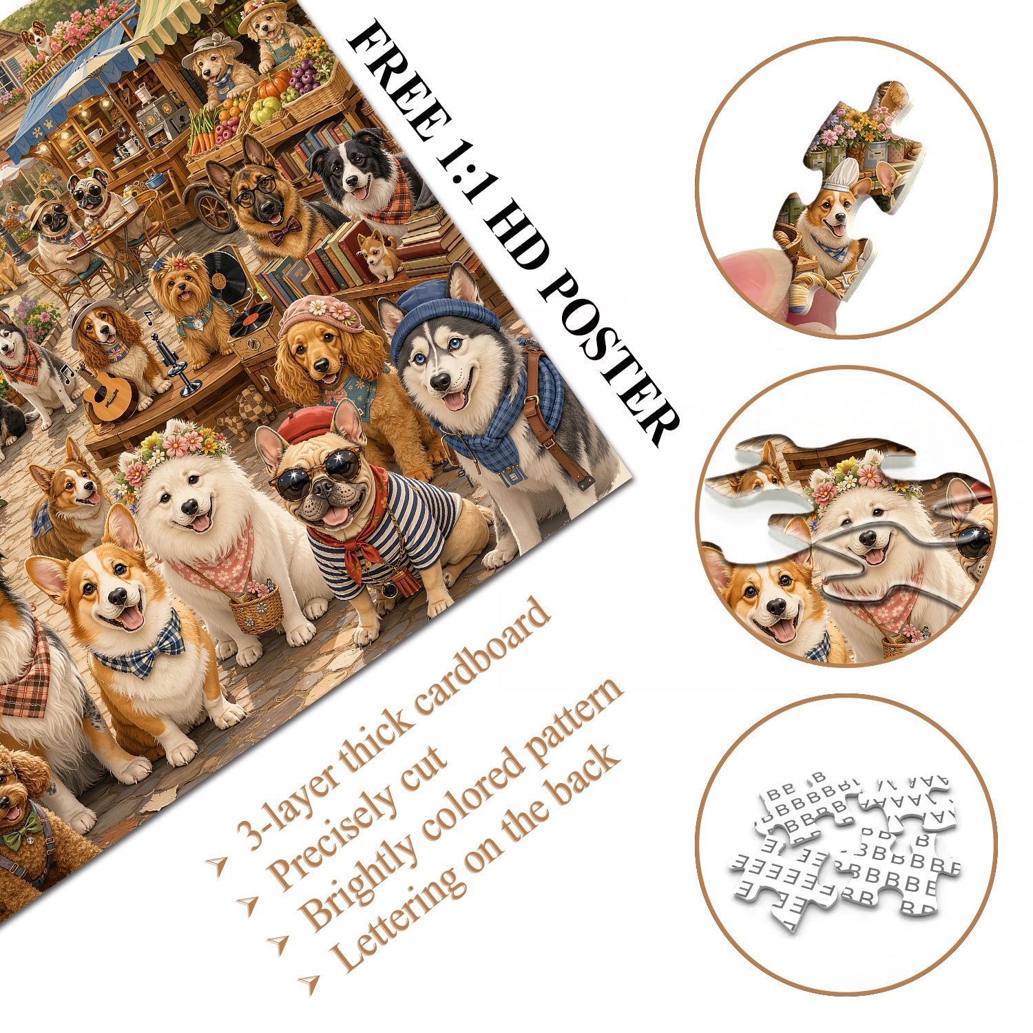 Dog Market Day Jigsaw Puzzle 1000 Piece