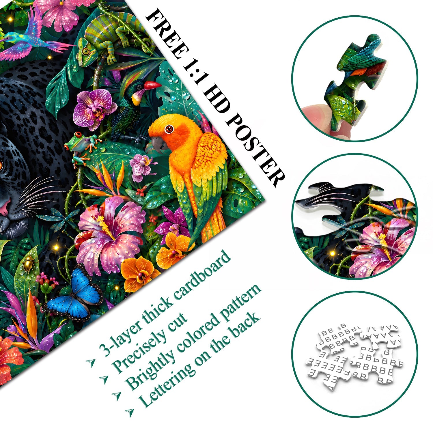 Rainforest Black Panther Jigsaw Puzzle 1000 Pieces
