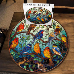 Buntglas-Puzzle mit Vogel- und Baummotiv, 1000 Teile