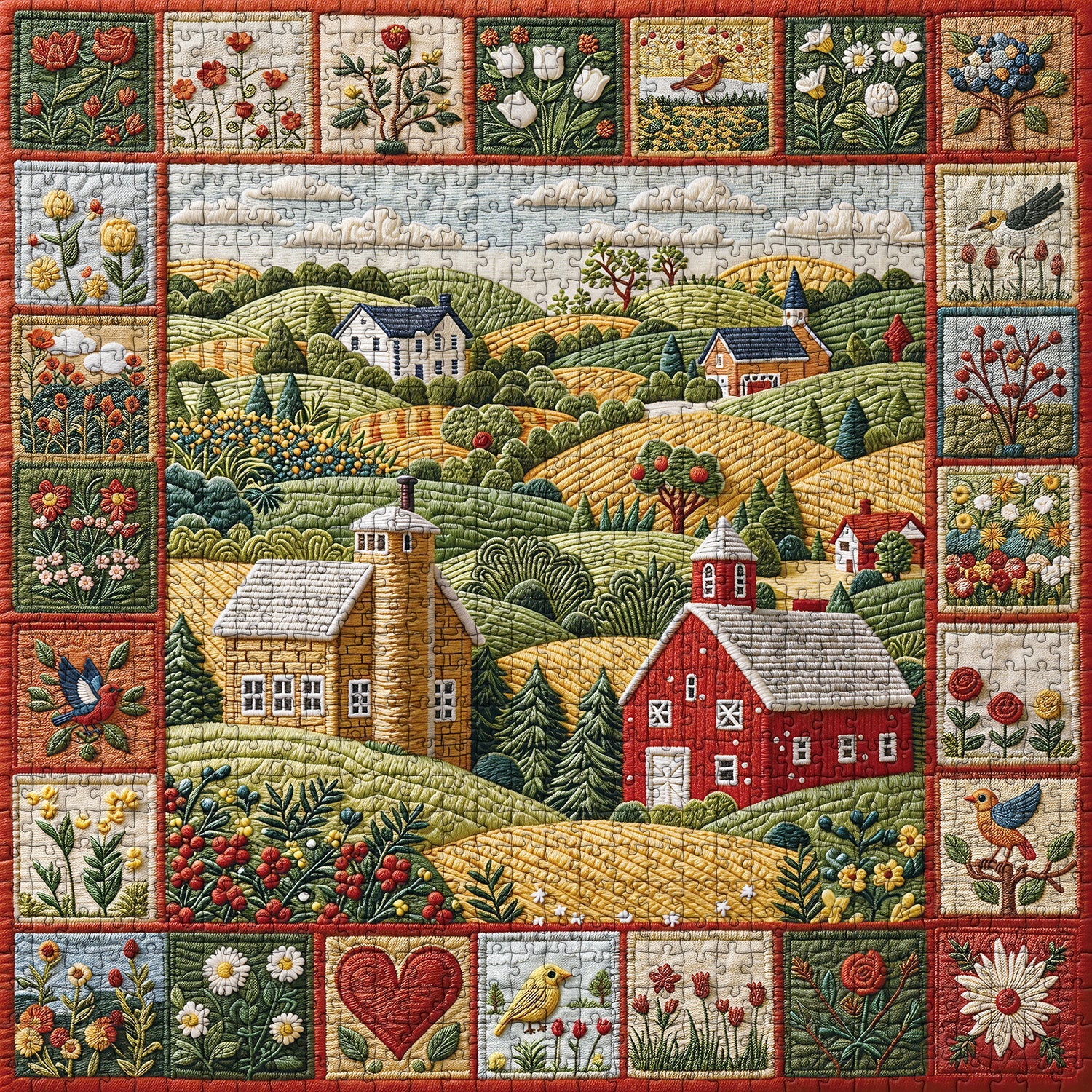 Quilted Countryside Jigsaw Puzzle 1000 Pieces