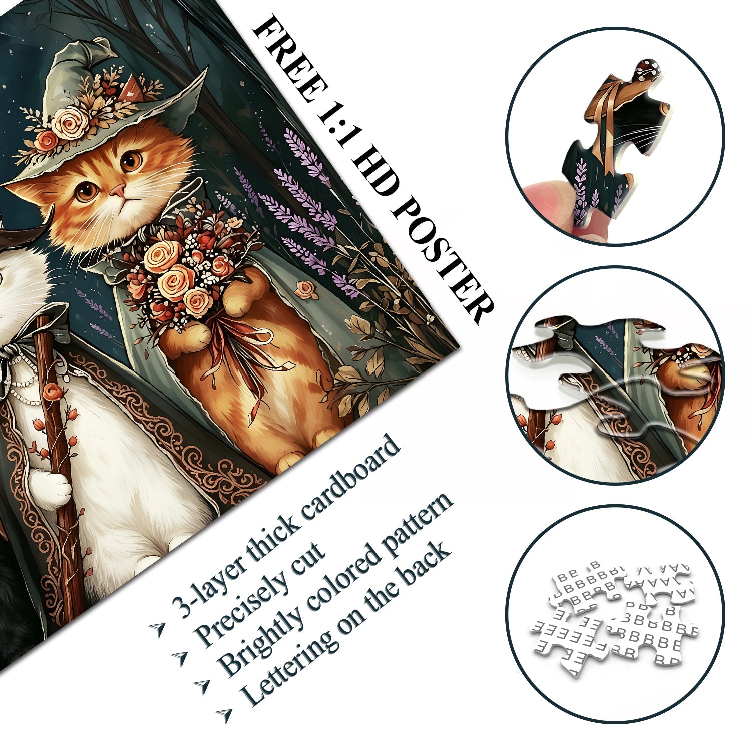 Moon Cat Witches  Jigsaw Puzzle 1000 Piece