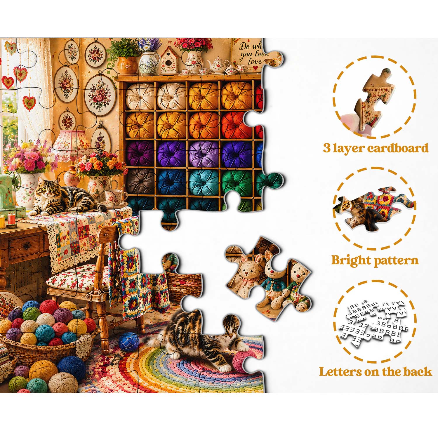 Yarn & Cats Haven Jigsaw Puzzle 1000 Piece