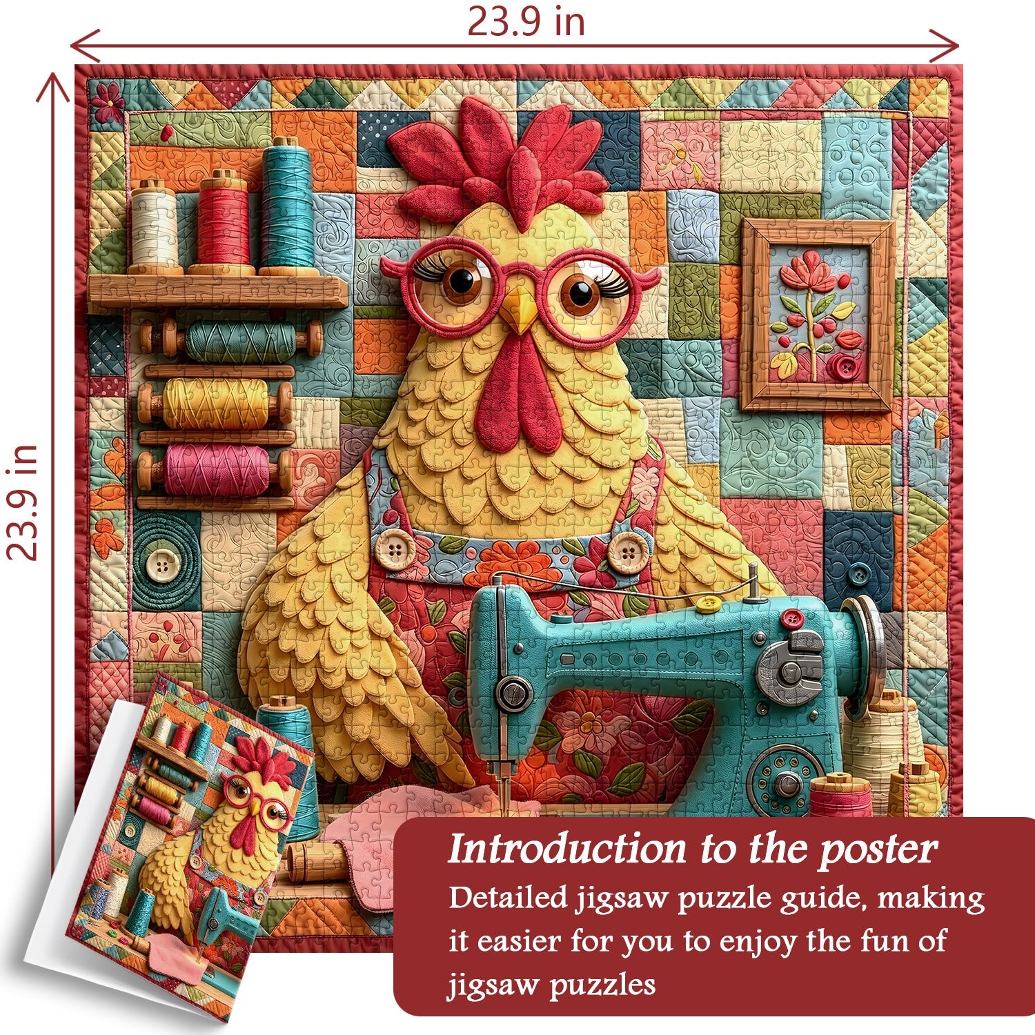 Quilted Chicken Jigsaw Puzzle 1000 Pieces