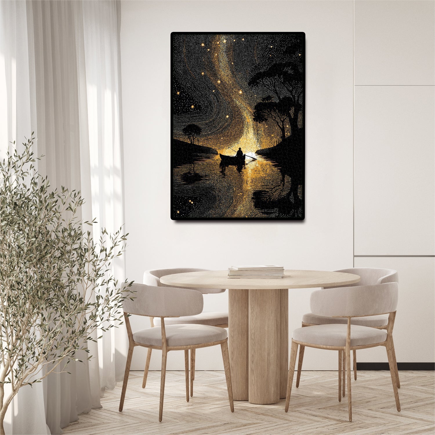 Puzzle de 1000 pièces « Nuit au bord de l'eau étoilée »