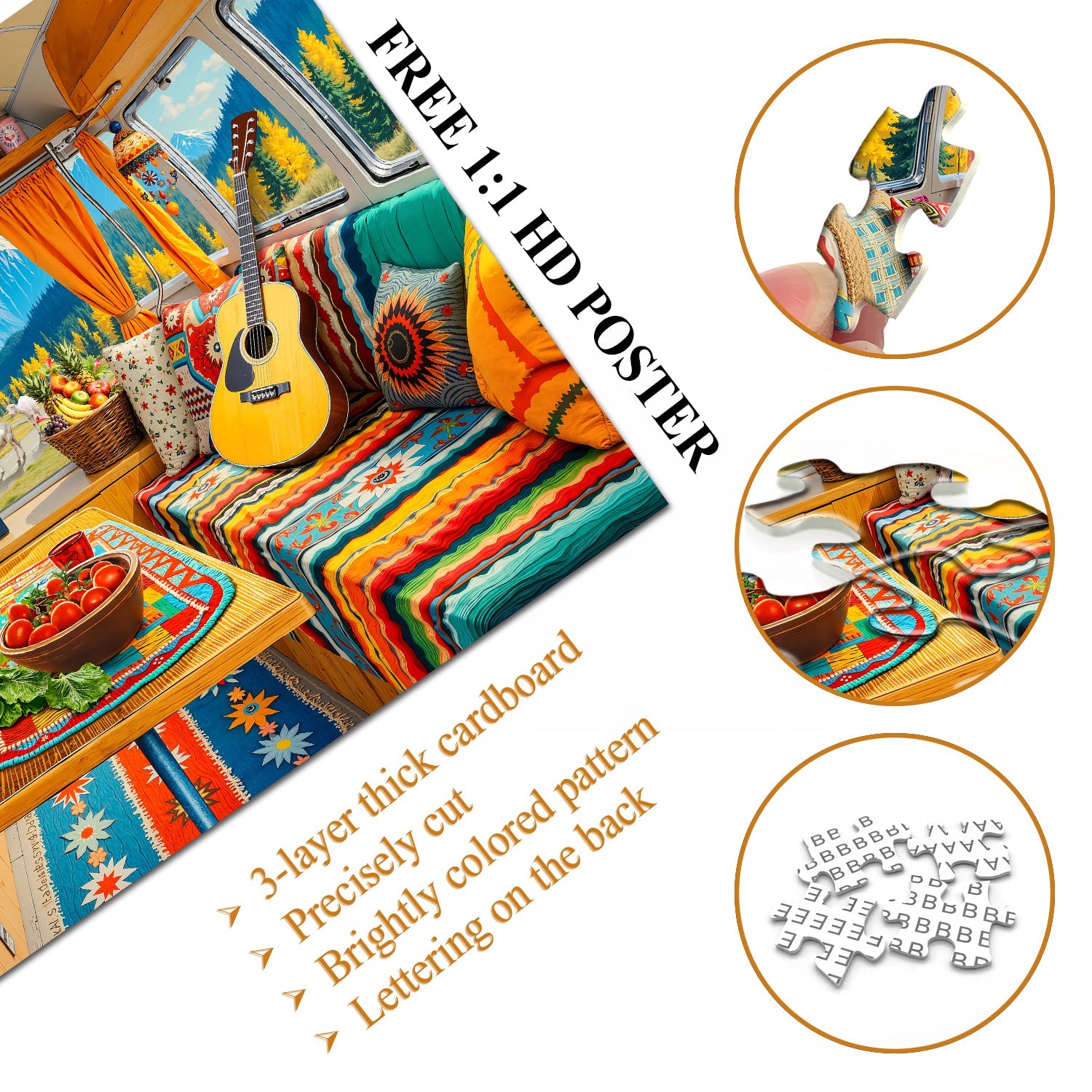 Boho Mountain Camper Jigsaw Puzzle 1000 Pieces