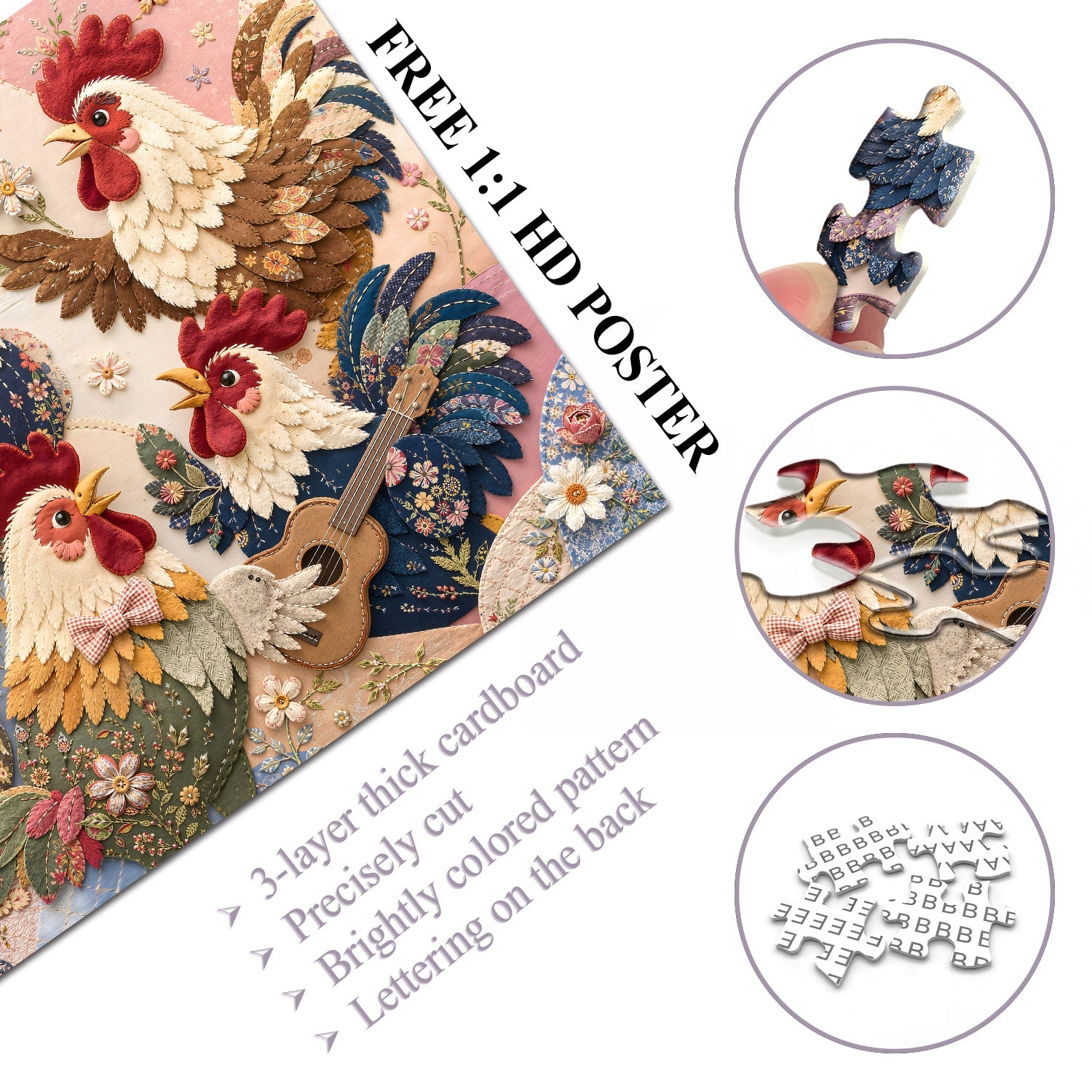 Patchwork Chick Band Jigsaw Puzzle 1000 Piece