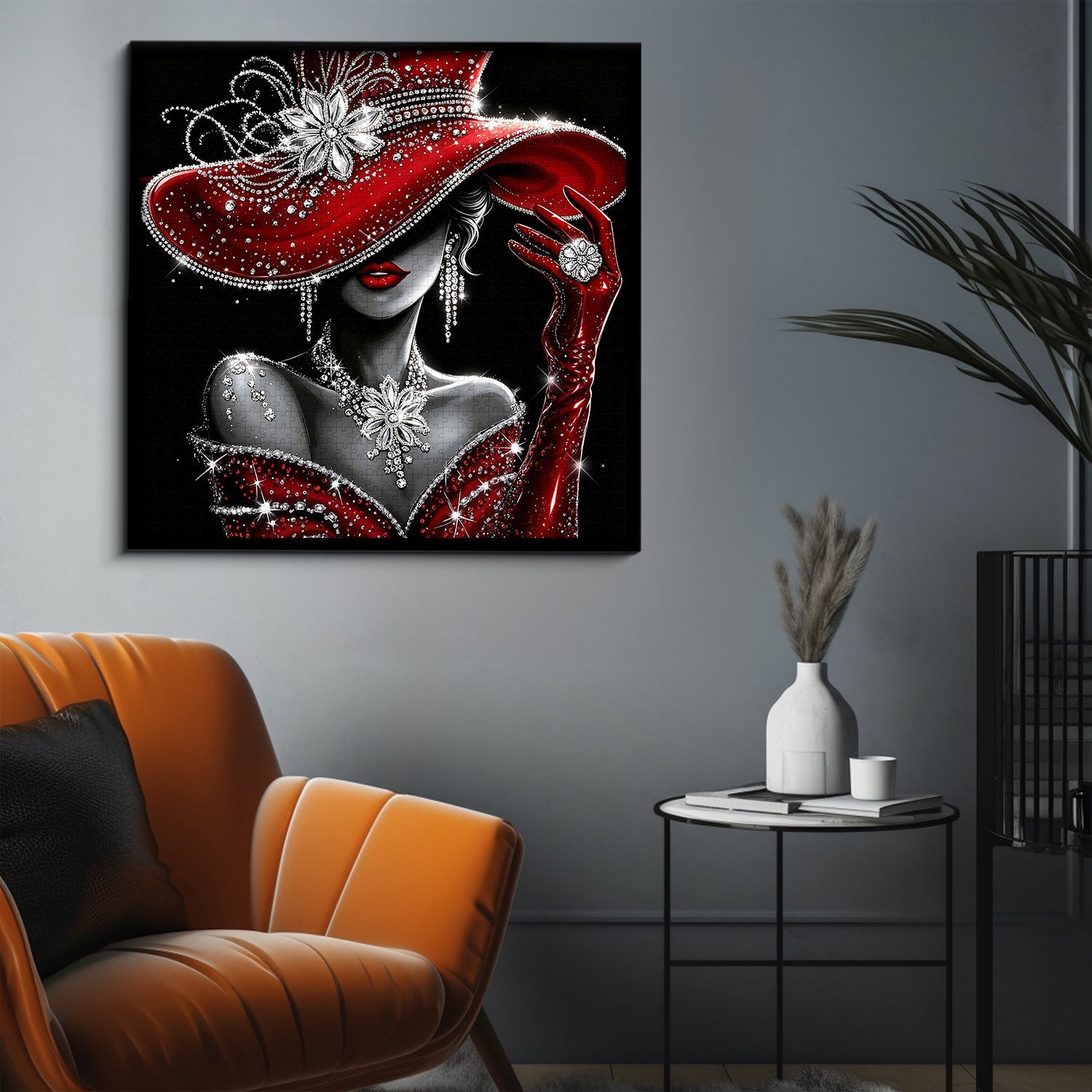 Lady in Red Diamonds Jigsaw Puzzle 1000 Pieces