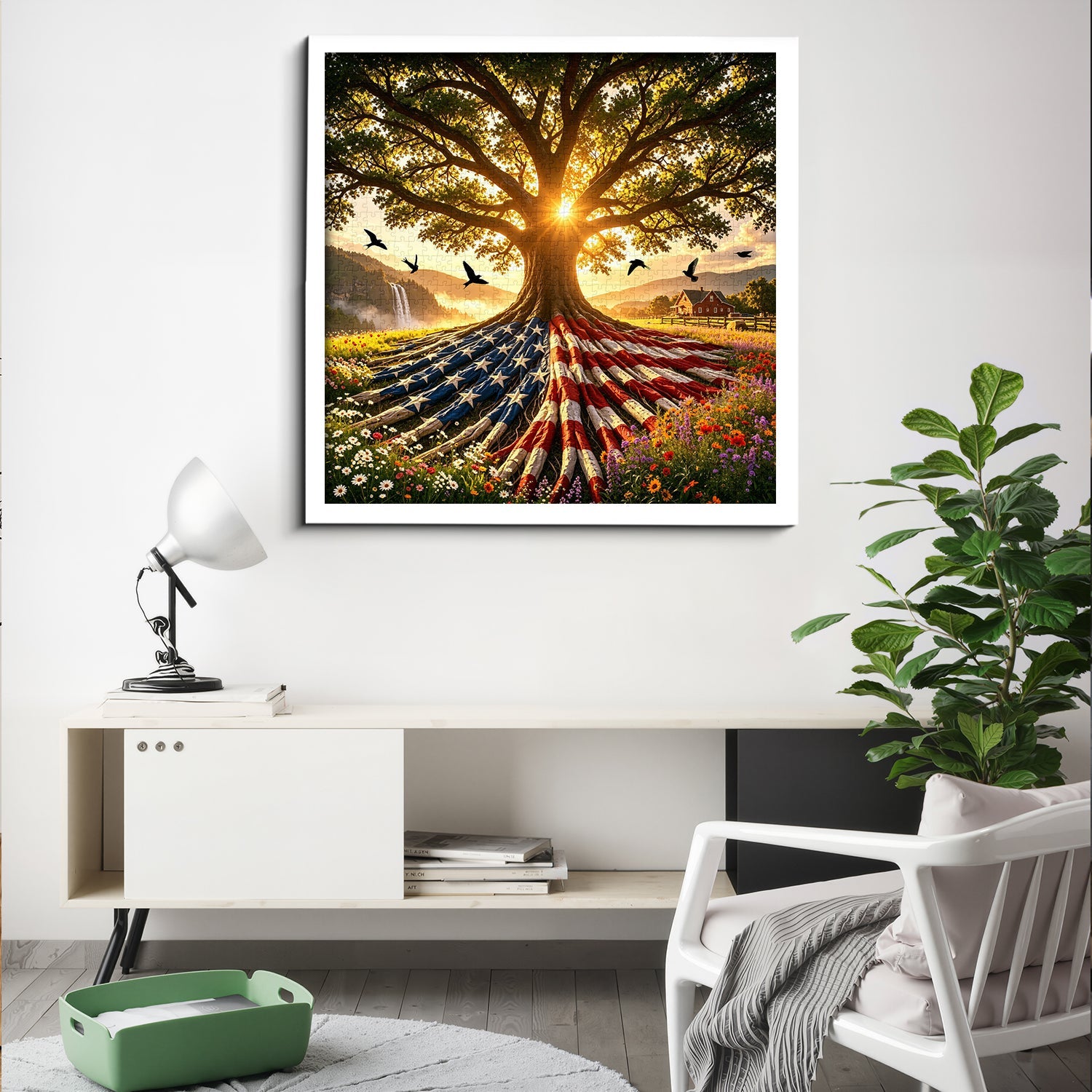 Flag Roots Sunset Oak Jigsaw Puzzle 1000 Piece
