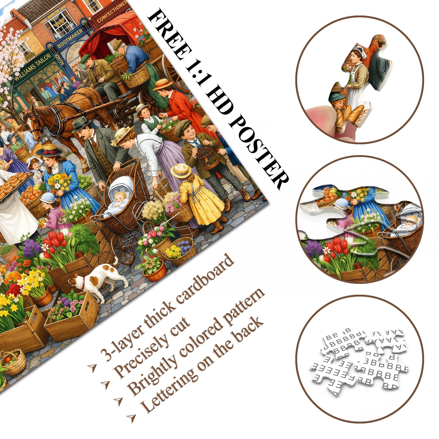 Retro Town Bazaar Jigsaw Puzzle 1000 Pieces