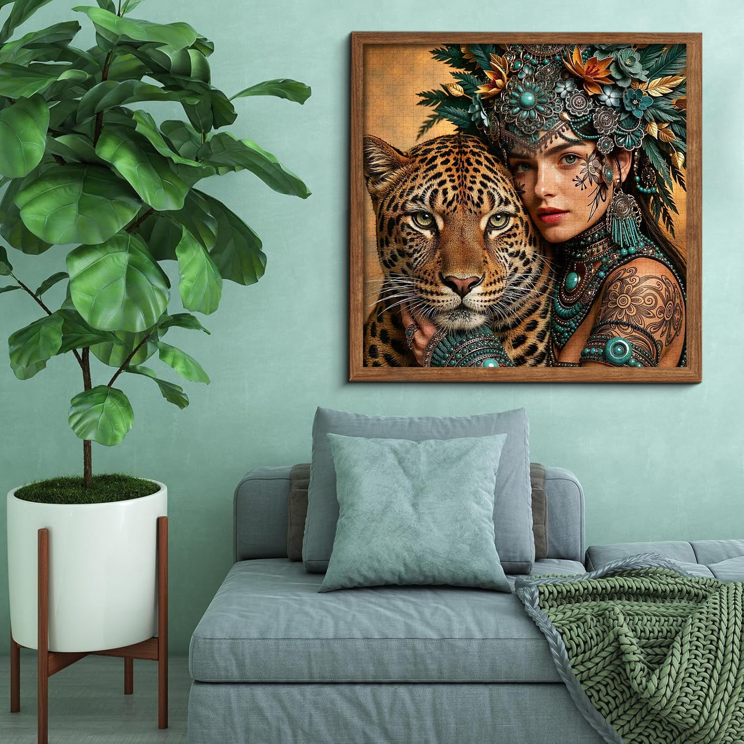 Tribal Feline Jigsaw Puzzle 1000 Pieces