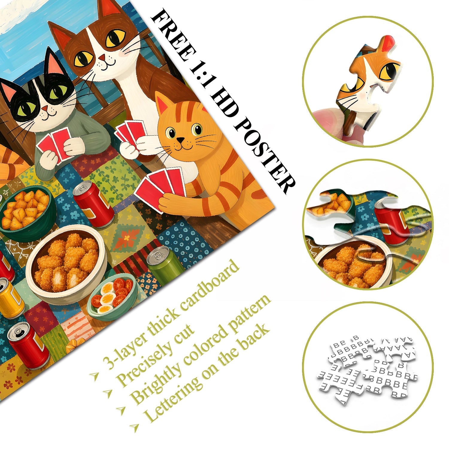 Cat Card Party Jigsaw Puzzle 1000 Piece