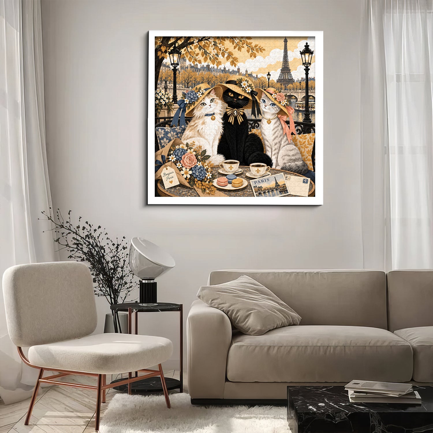 Paris Cats Tea Time Jigsaw Puzzle 1000 Pieces