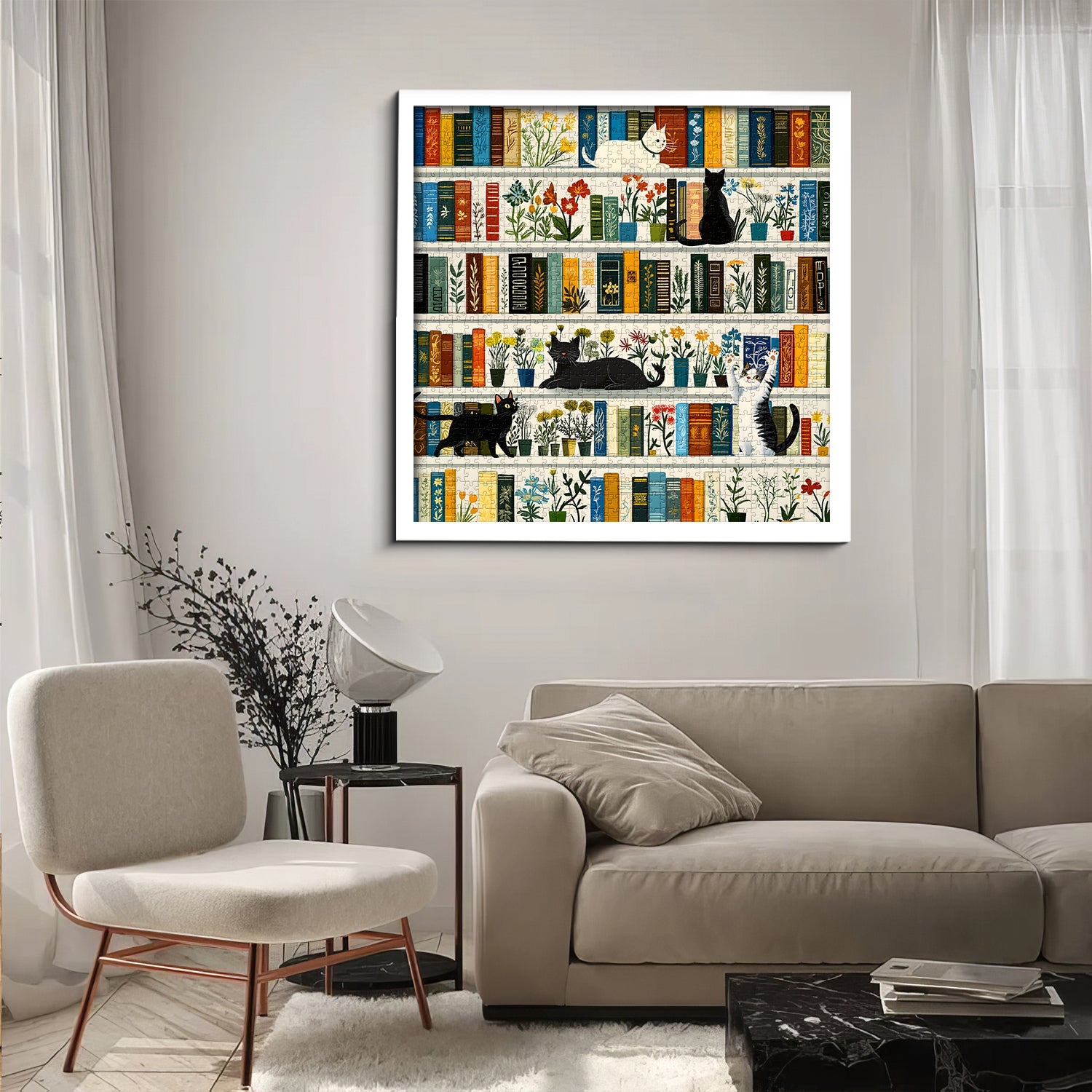 Bookshelf Cats Jigsaw Puzzle 1000 Pieces