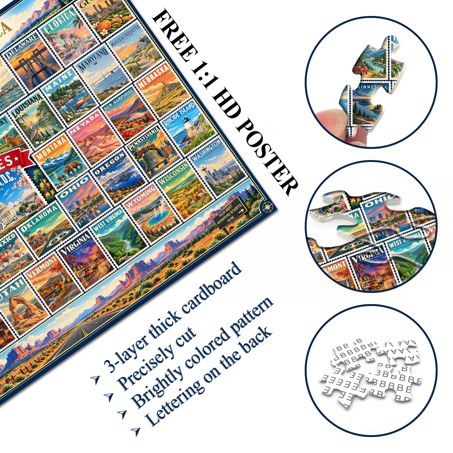 America in Stamps Jigsaw Puzzle 1000 Pieces