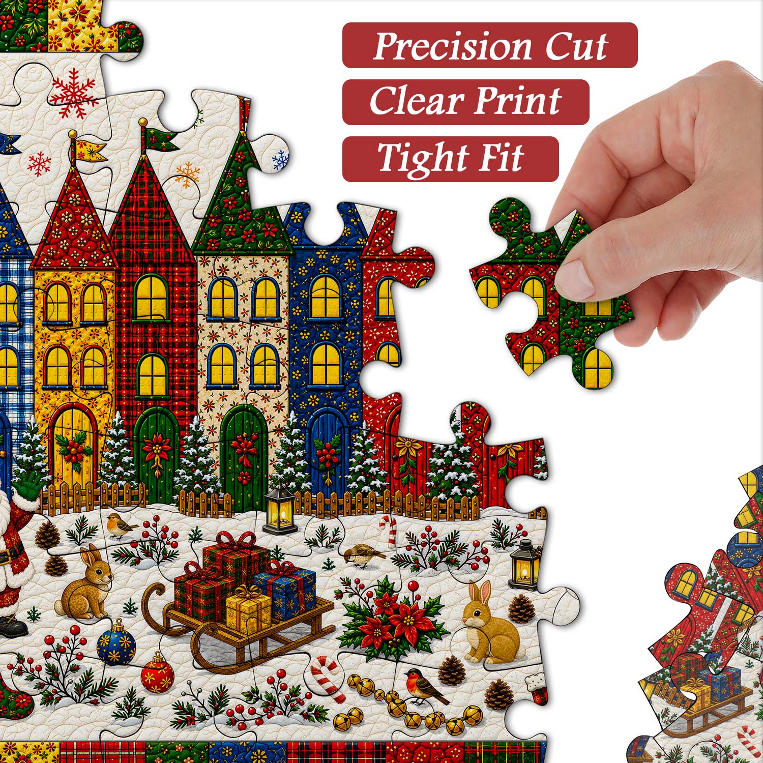 Quilted Christmas Town Jigsaw Puzzle 1000 Pieces