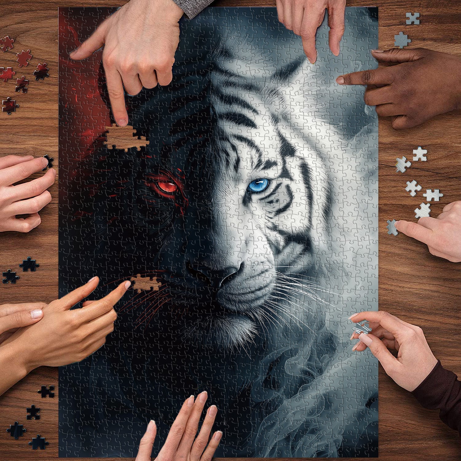 Crimson Azure Tiger Jigsaw Puzzle 1000 Pieces