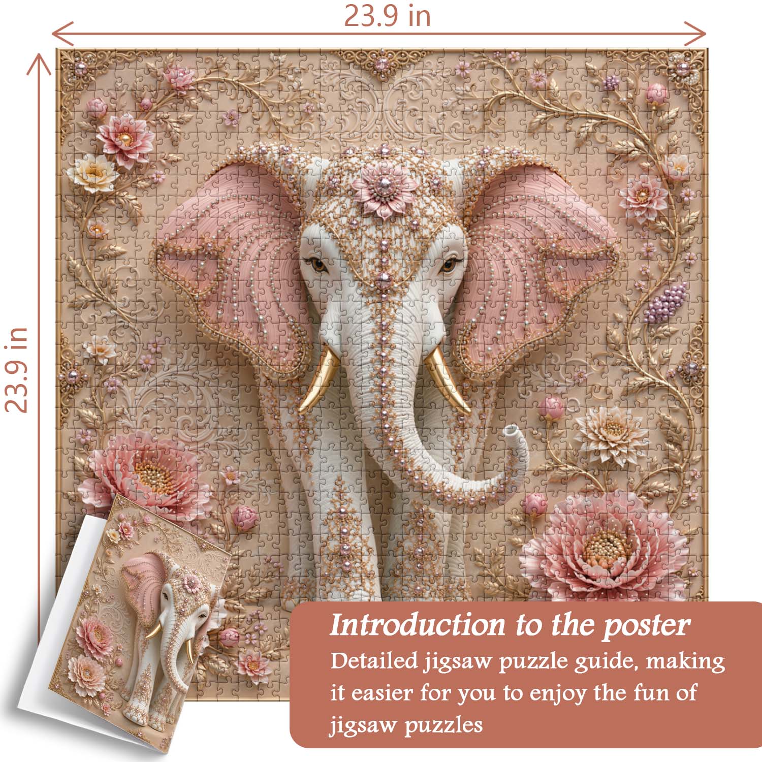 Floral Jewel Elephant  Jigsaw Puzzle 1000 Piece
