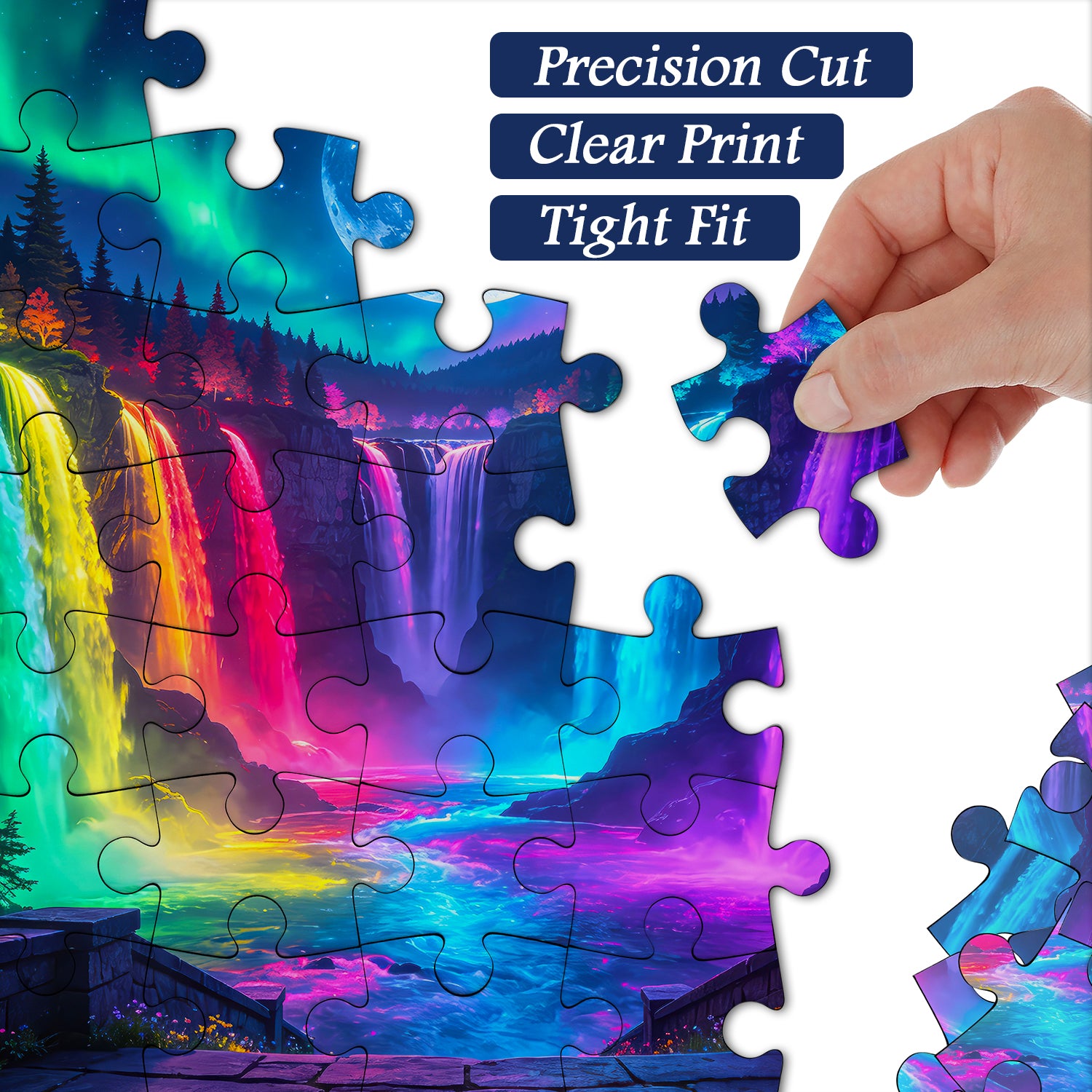 Moonlit Rainbow Falls Jigsaw Puzzle 1000 Pieces