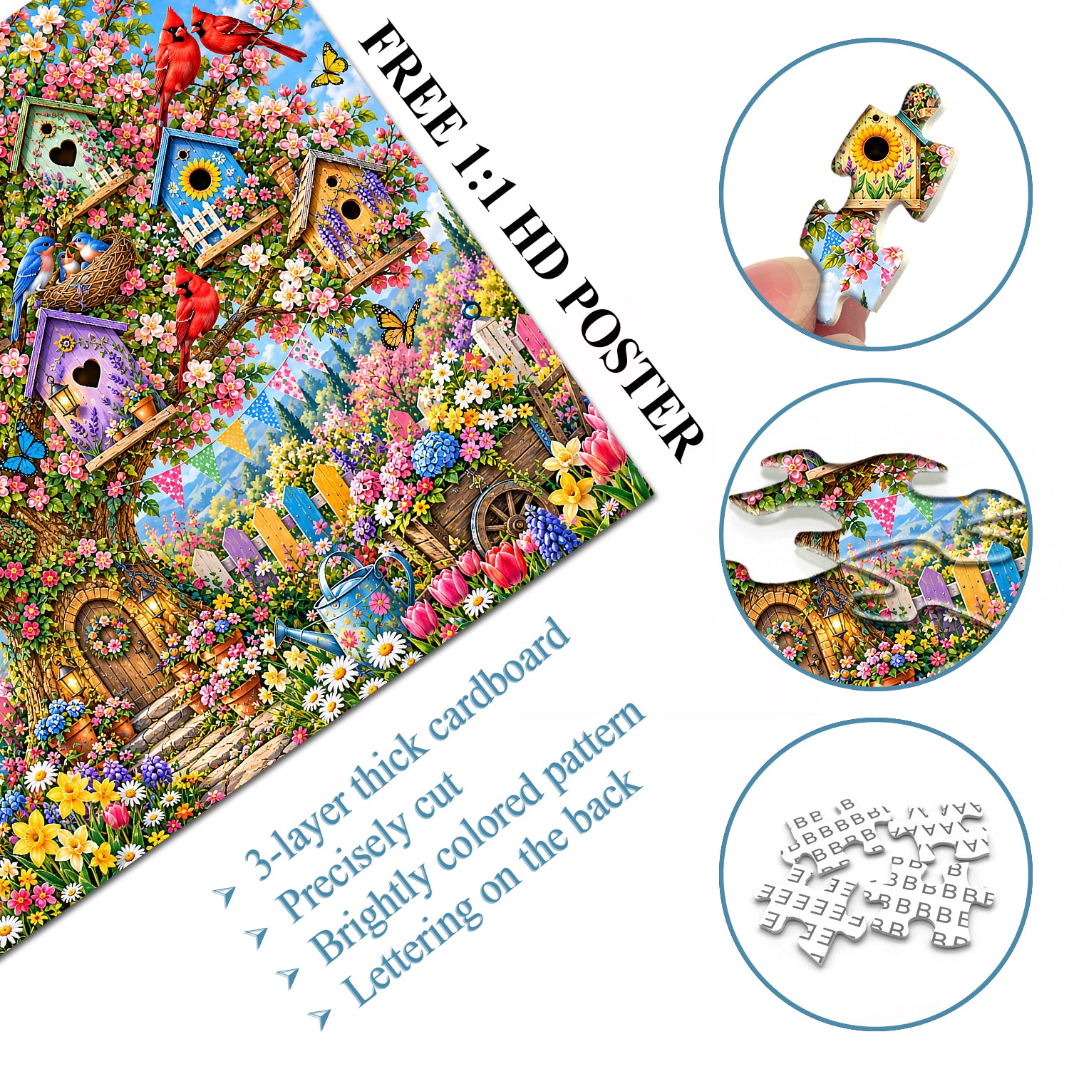 The Enchanted Birdhouse Garden Jigsaw Puzzle 1000 Piece
